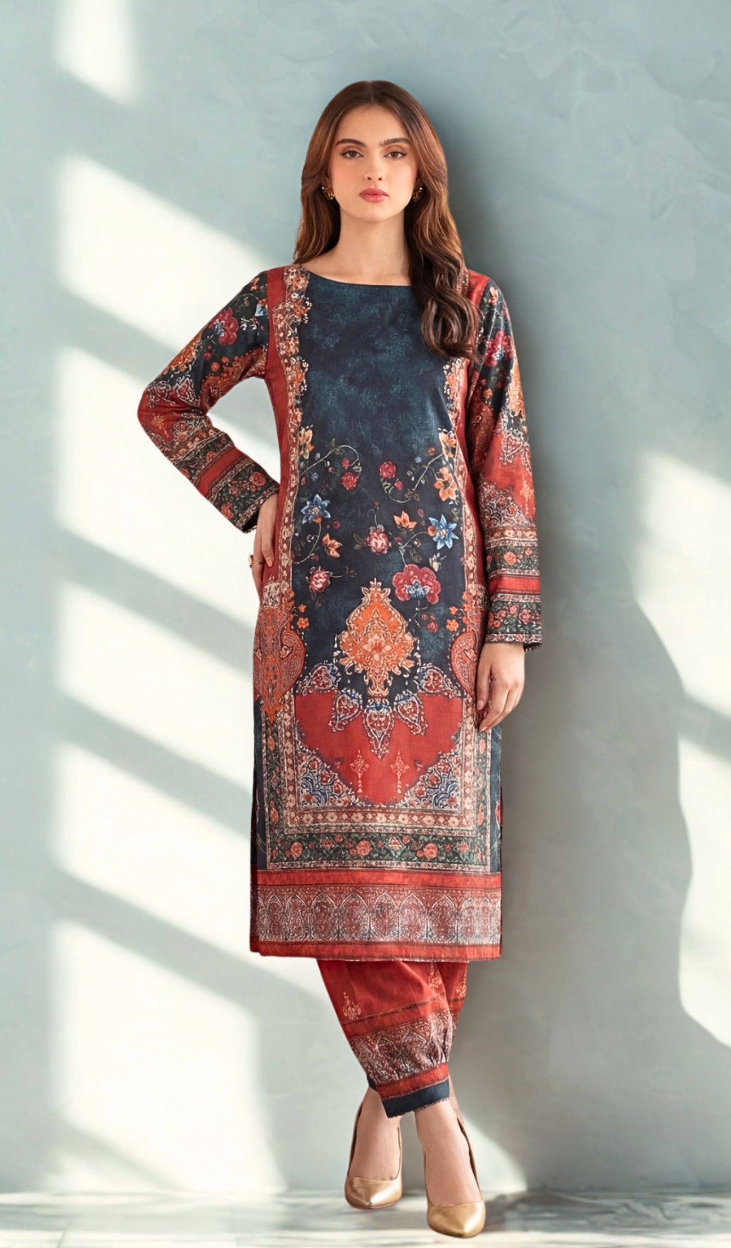 2 Piece Unstitched Digital Printed Lawn - V1210