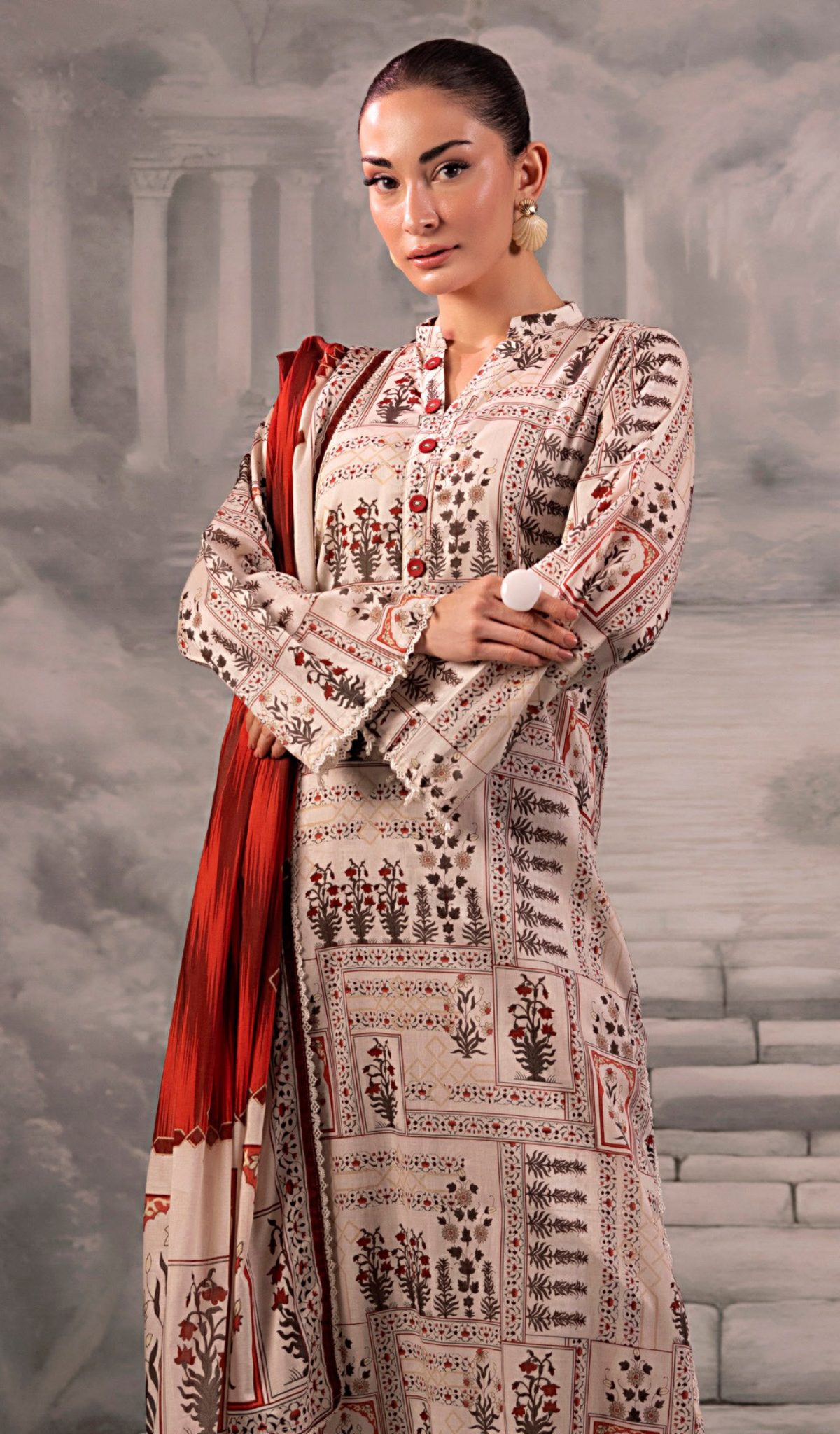 3 Piece Unstitched Digital Printed Lawn - V1303