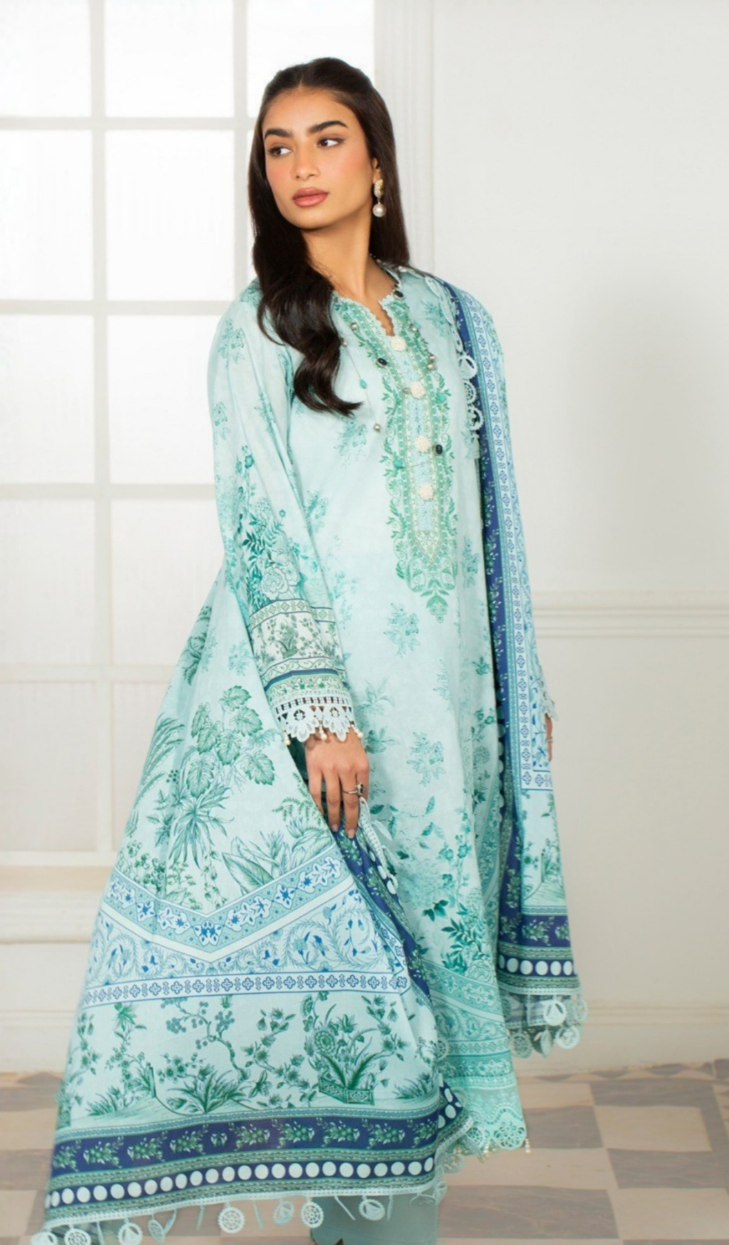 3 Piece Unstitched Digital Printed Lawn - V1404