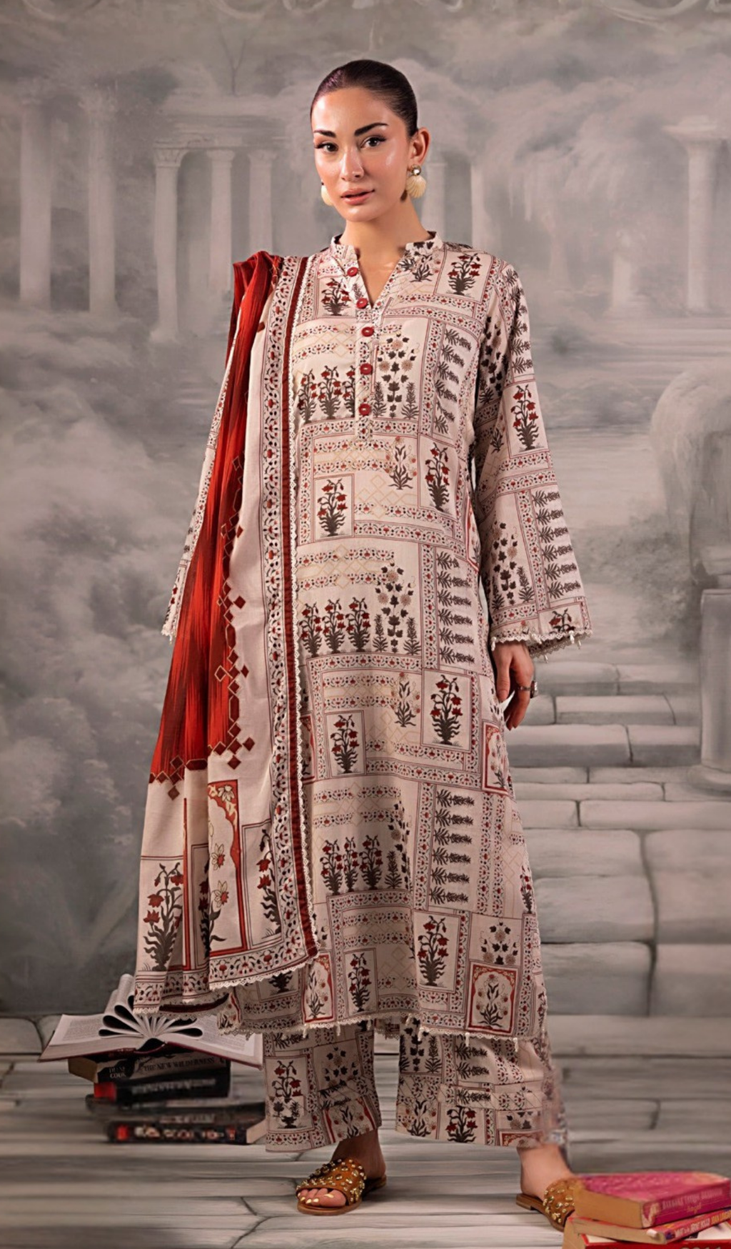 3 Piece Unstitched Digital Printed Lawn - V1303