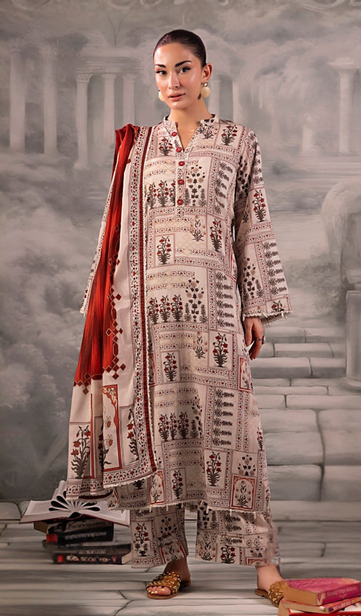 3 Piece Unstitched Digital Printed Lawn - V1303