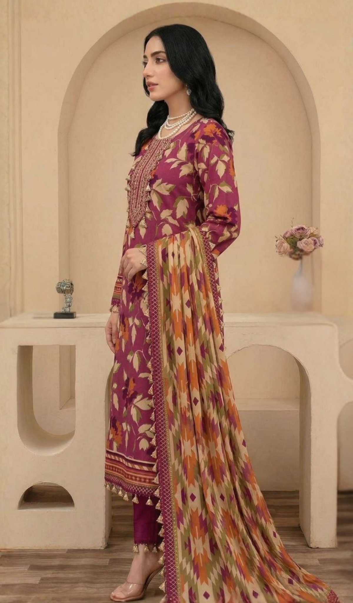 3 Piece Unstitched Digital Printed Lawn - V1604