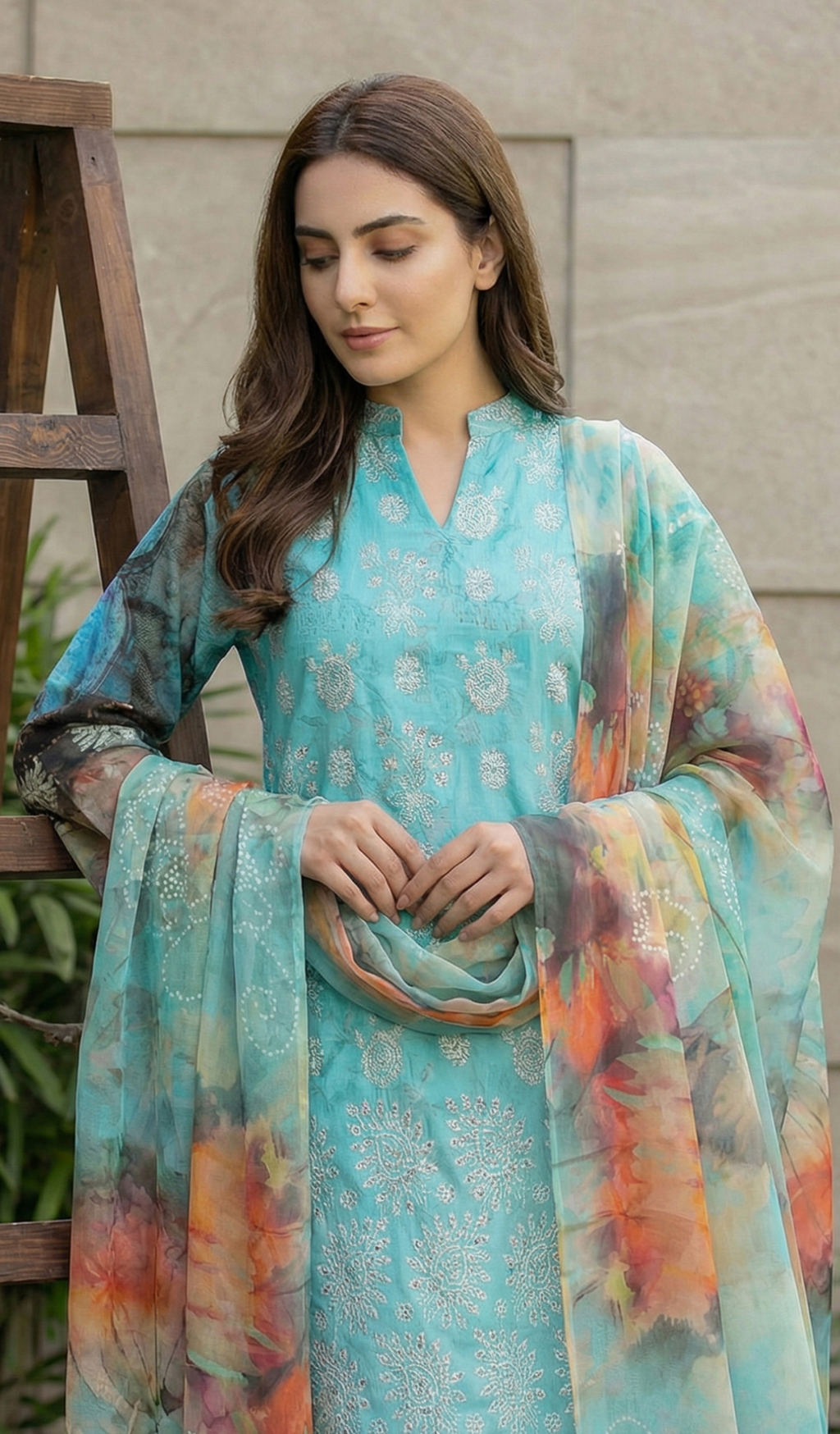 3 Piece Unstitched Embroidered Lawn - V1804