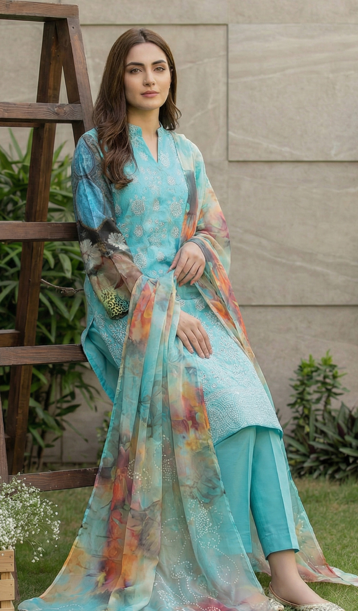 3 Piece Unstitched Embroidered Lawn - V1804