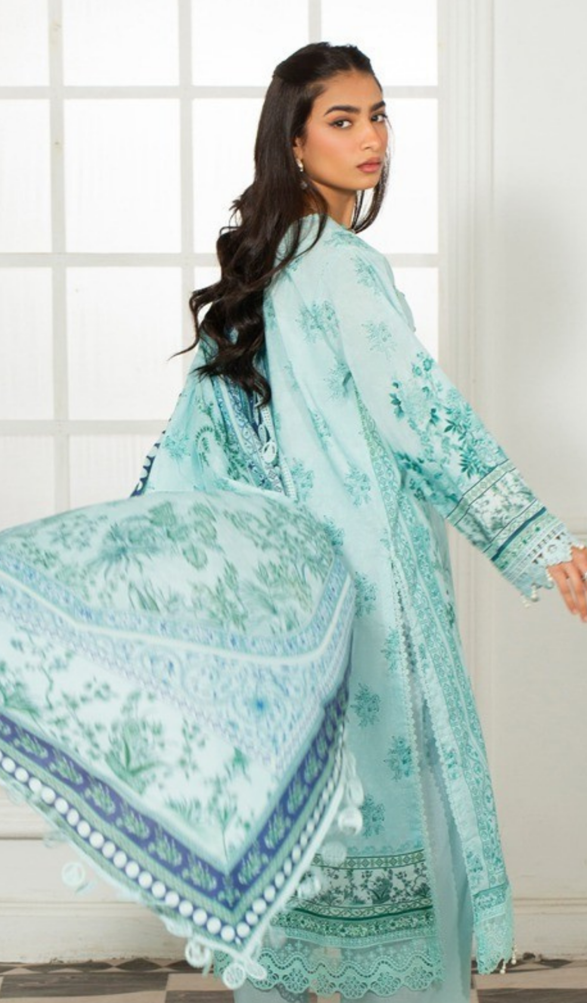 3 Piece Unstitched Digital Printed Lawn - V1404