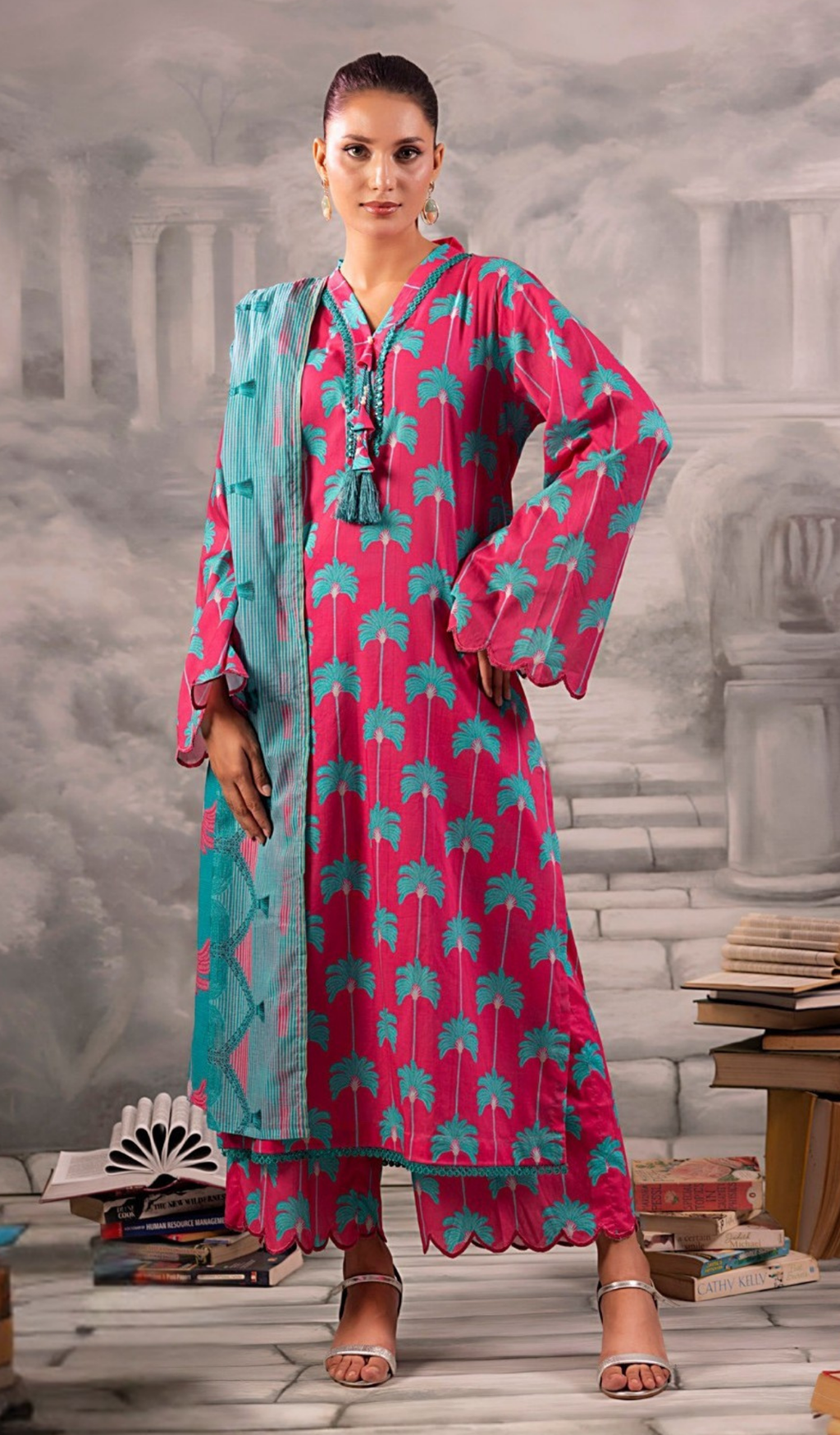 3 Piece Unstitched Digital Printed Lawn - V1304