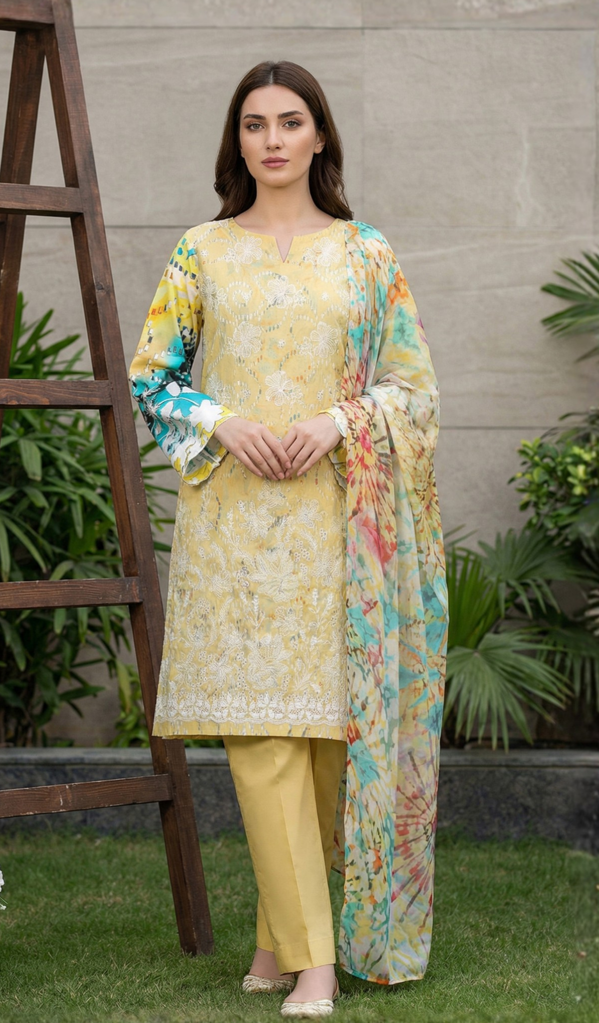 3 Piece Unstitched Embroidered Lawn - V1805