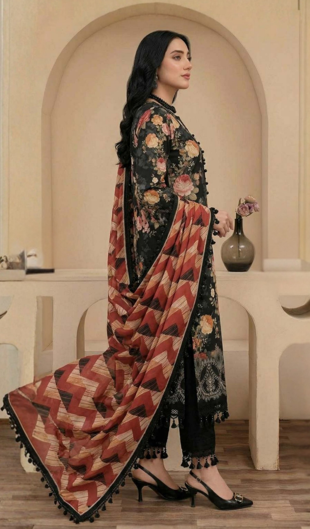 3 Piece Unstitched Digital Printed Lawn - V1605