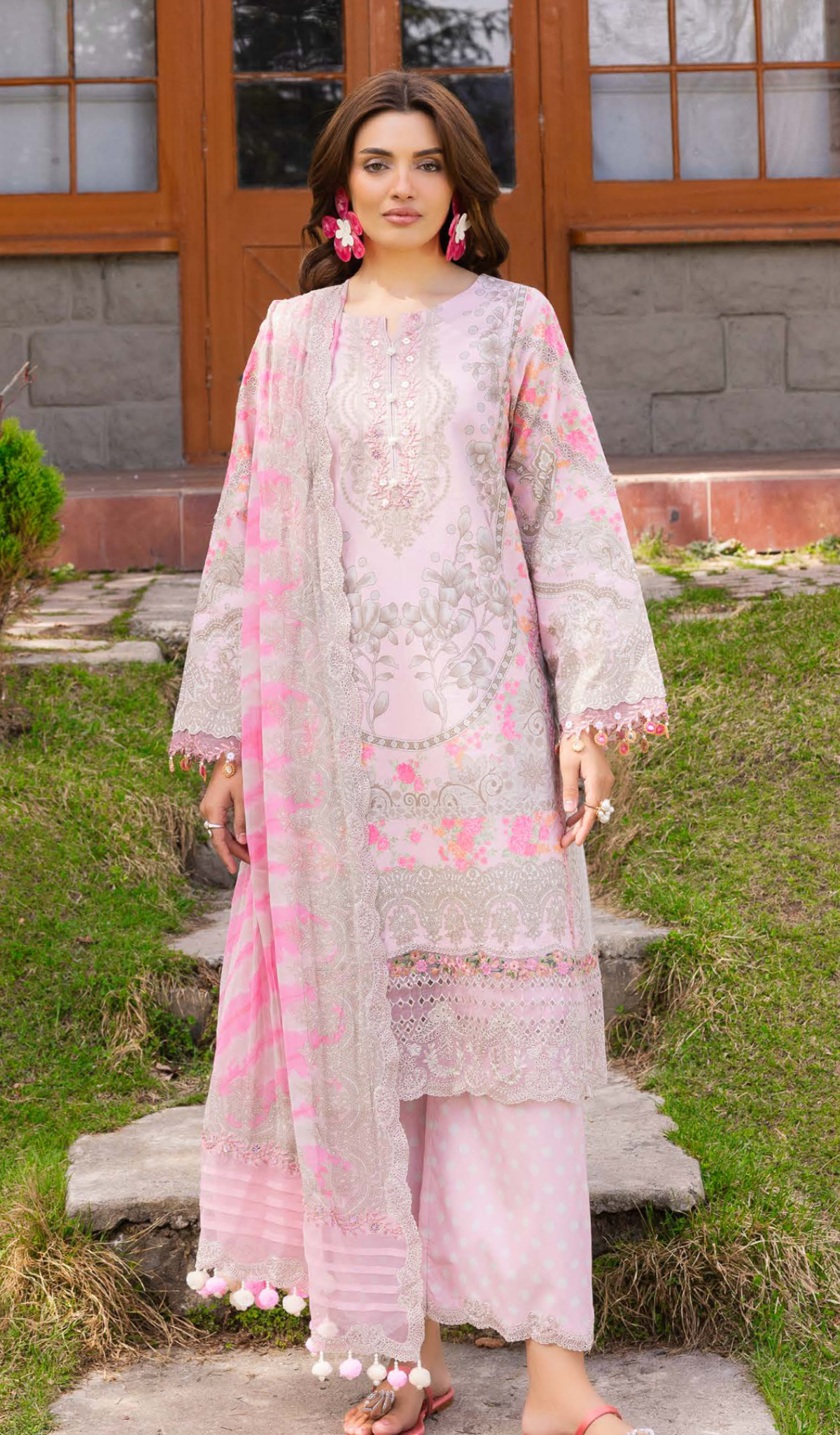 3 Piece Unstitched Embroidered Lawn - V2005