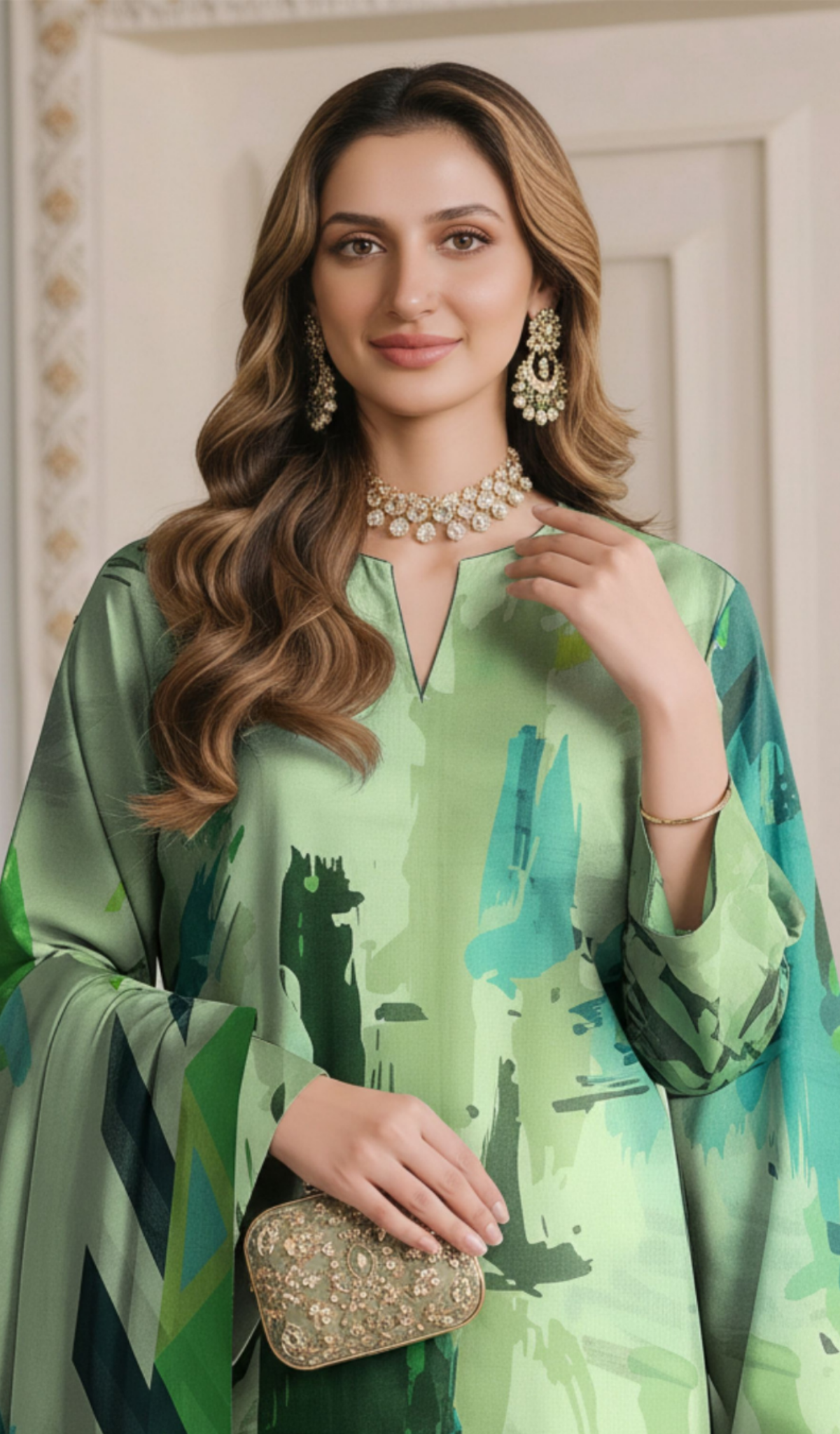 3 Piece Unstitched Digital Printed Lawn - V1705