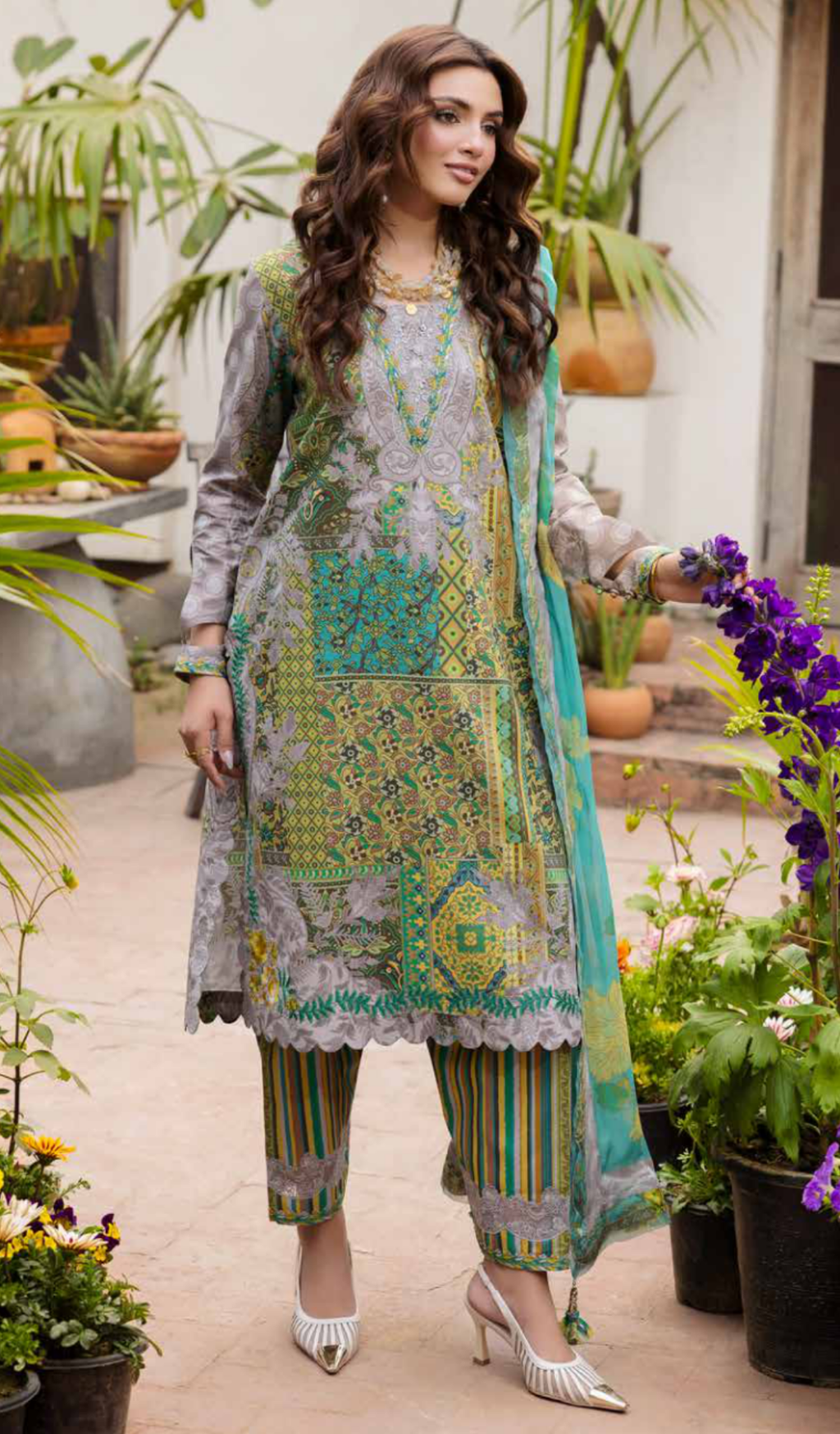 3 Piece Unstitched Embroidered Lawn - V1906