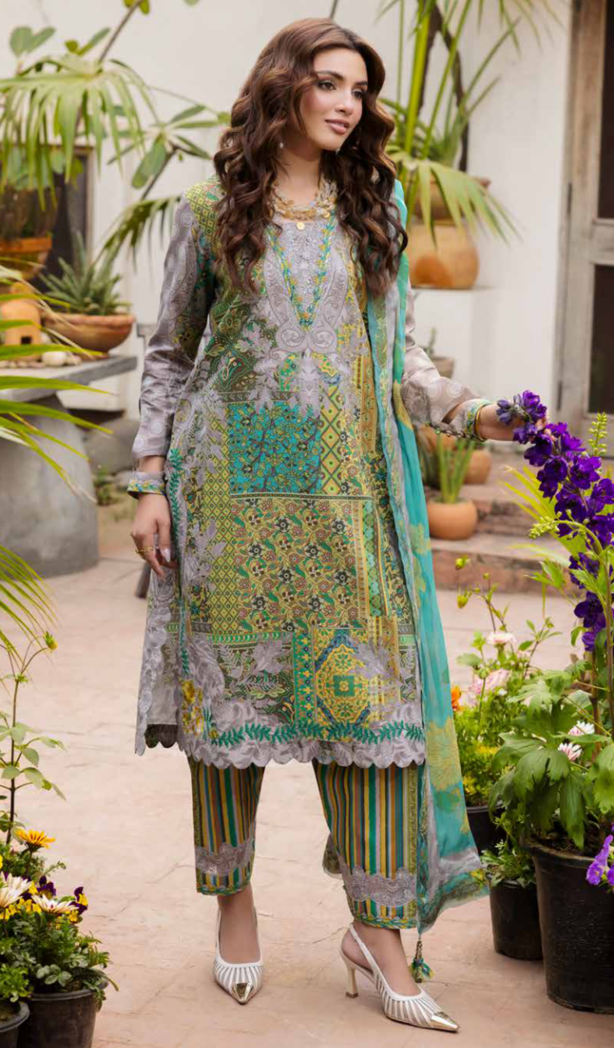 3 Piece Unstitched Embroidered Lawn - V1906