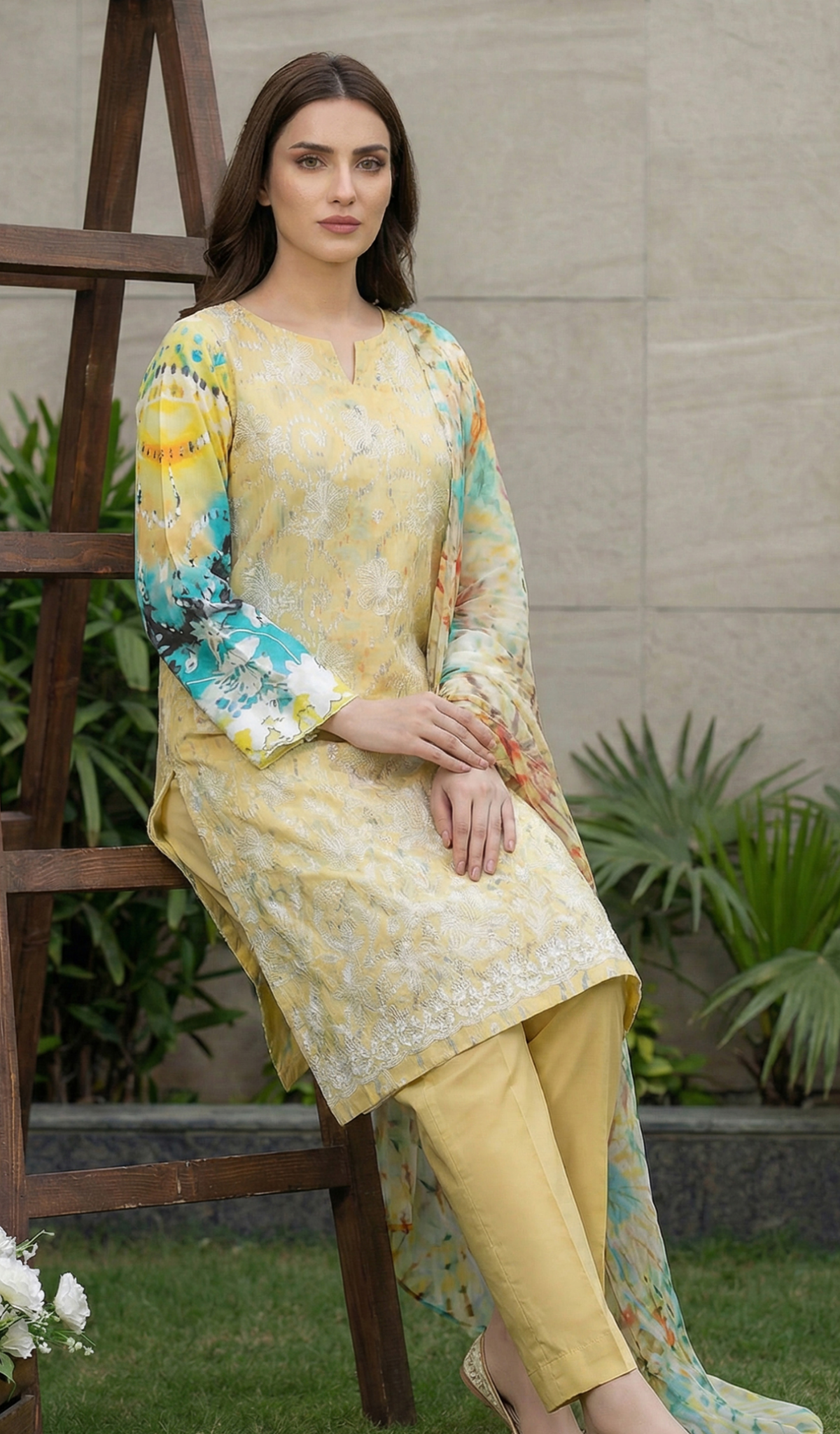 3 Piece Unstitched Embroidered Lawn - V1805