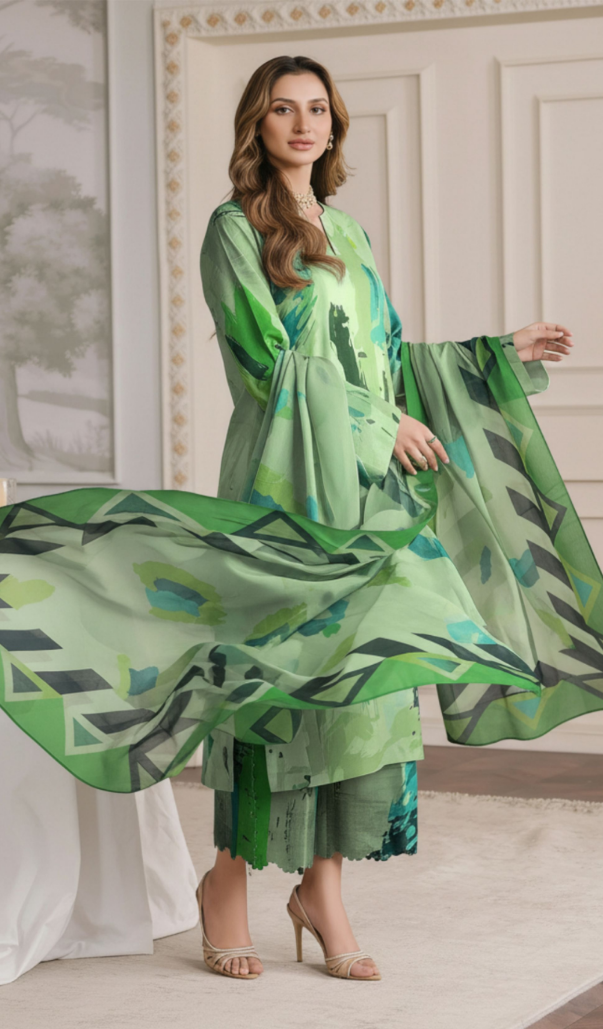 3 Piece Unstitched Digital Printed Lawn - V1705