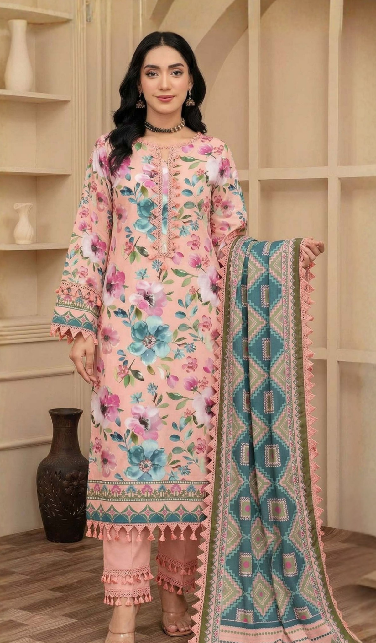 3 Piece Unstitched Digital Printed Lawn - V1606