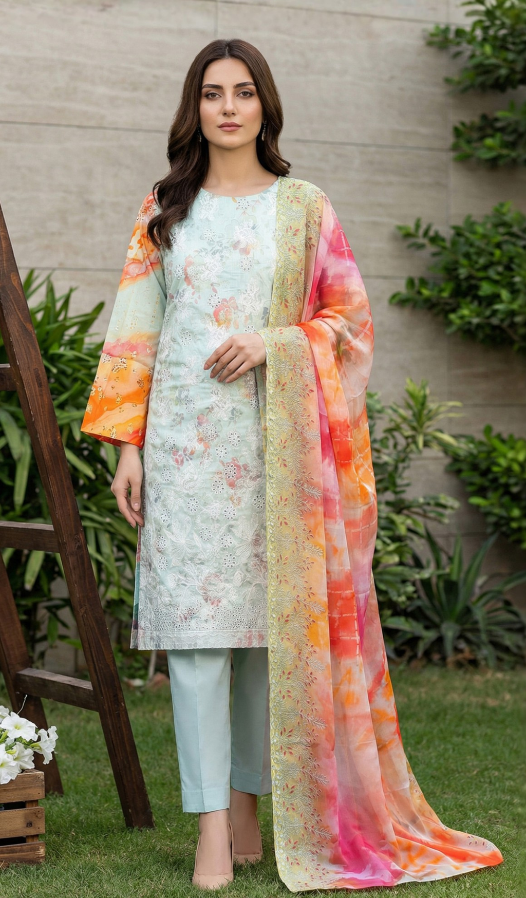 3 Piece Unstitched Embroidered Lawn - V1806