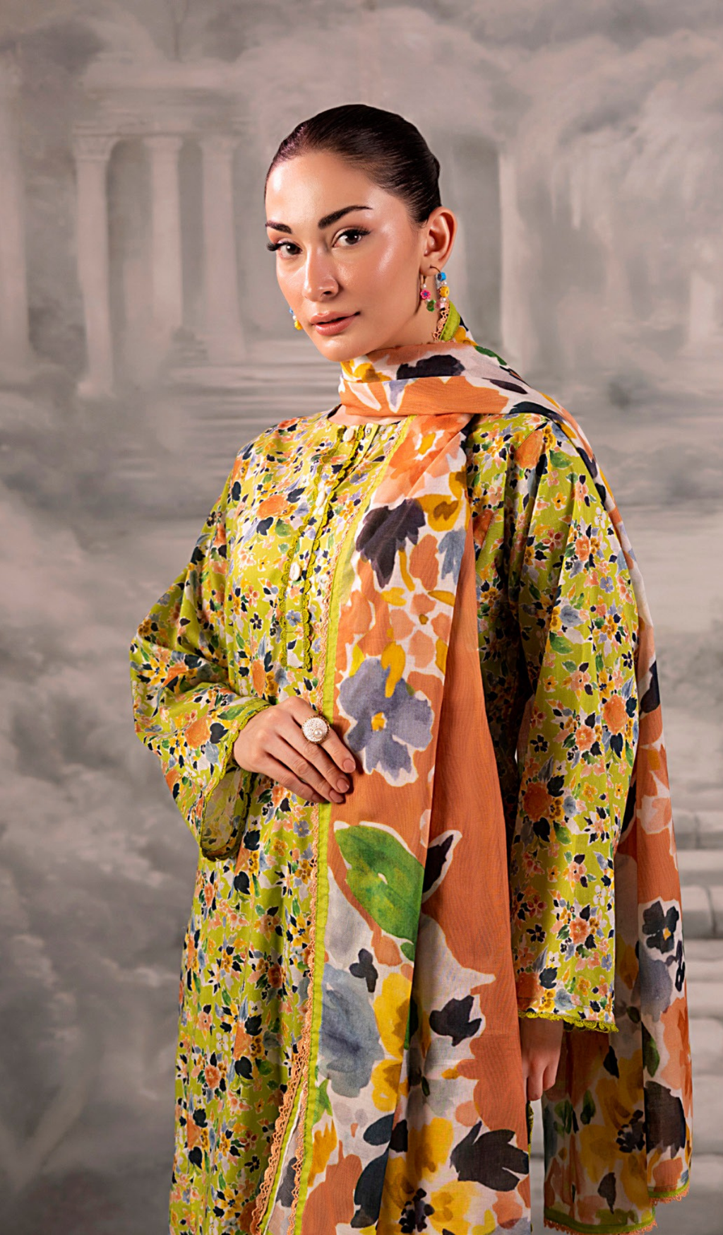3 Piece Unstitched Digital Printed Lawn - V1305