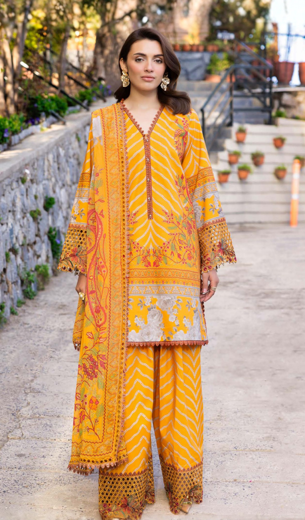 3 Piece Unstitched Embroidered Lawn - V2006