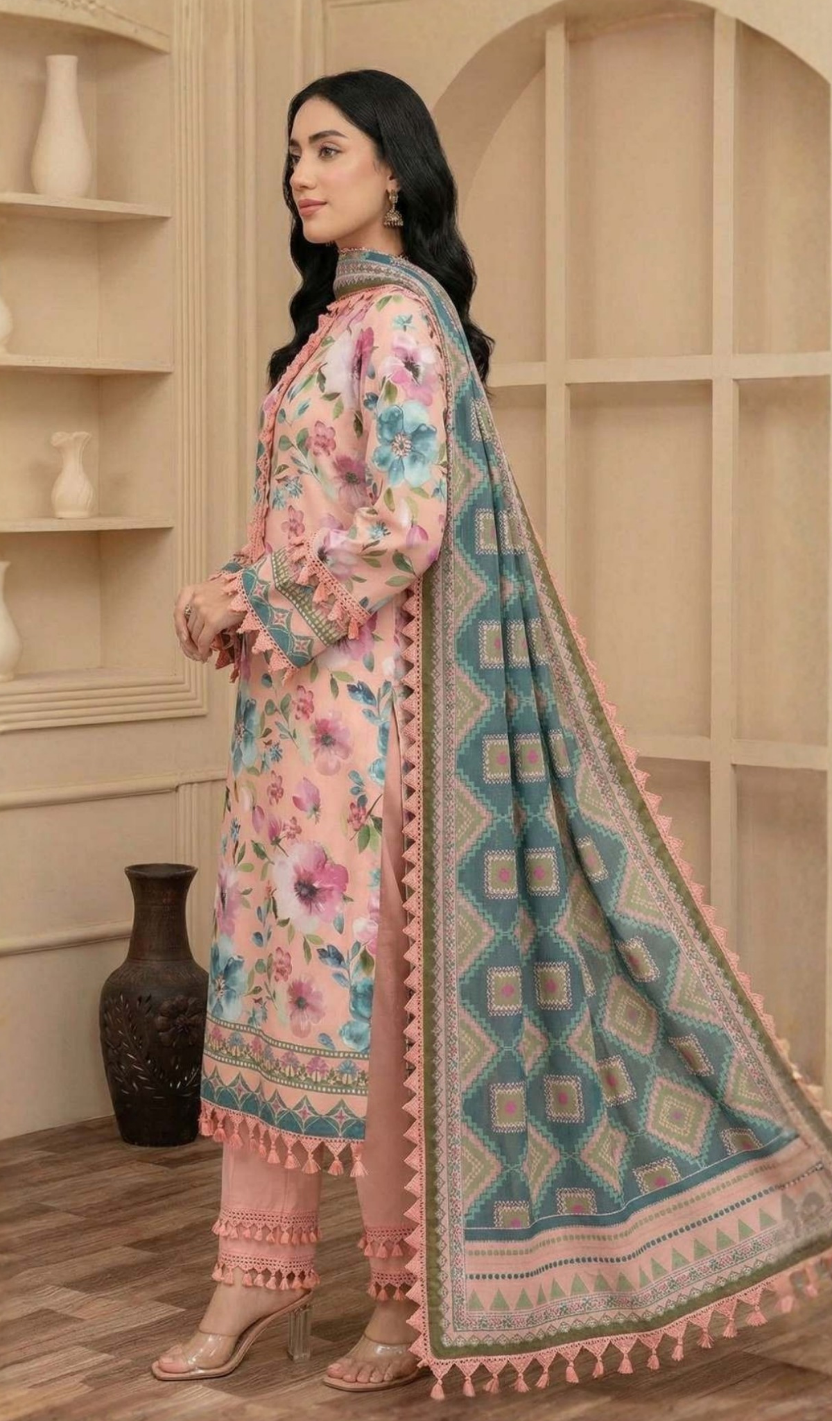 3 Piece Unstitched Digital Printed Lawn - V1606