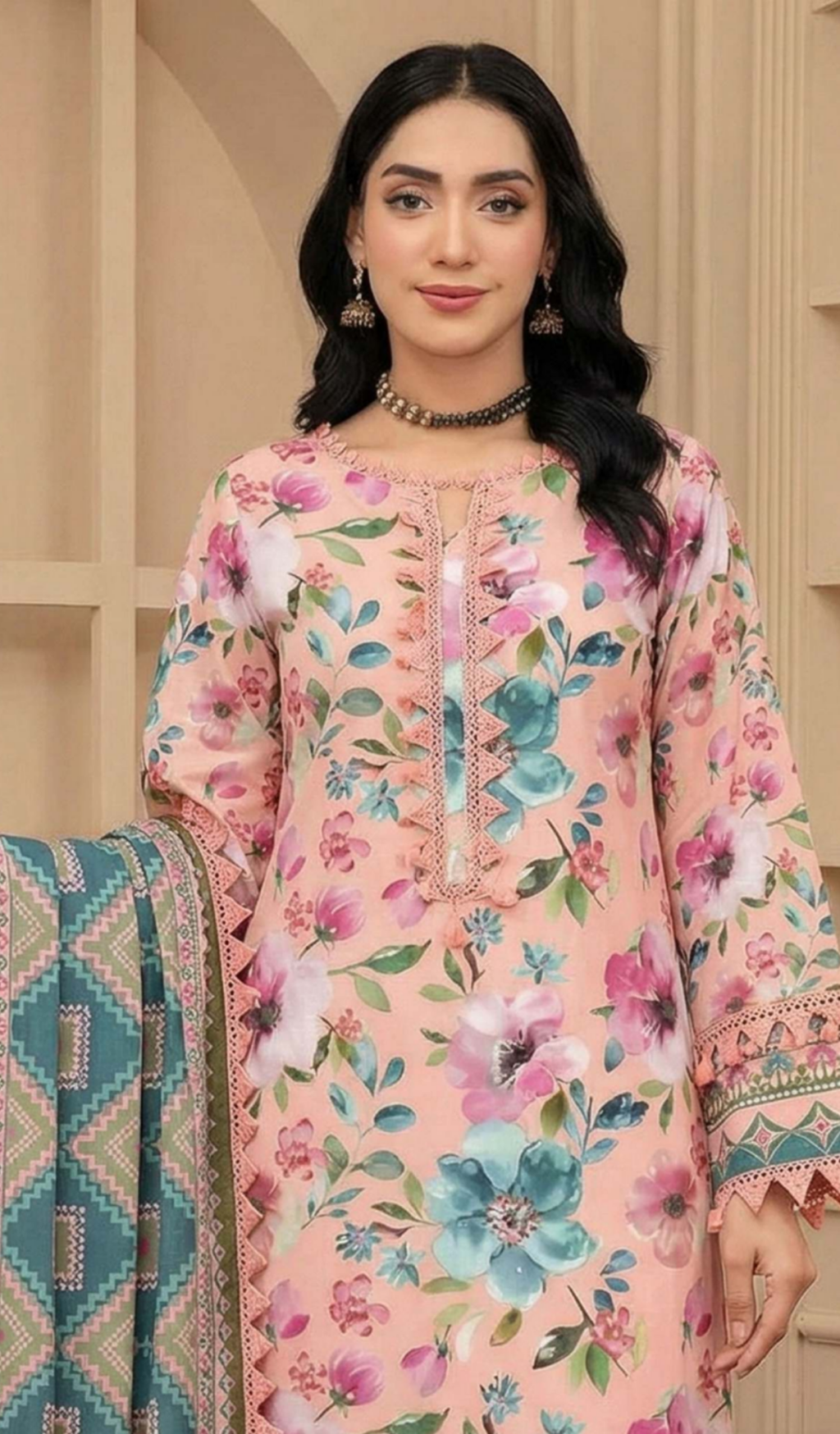 3 Piece Unstitched Digital Printed Lawn - V1606