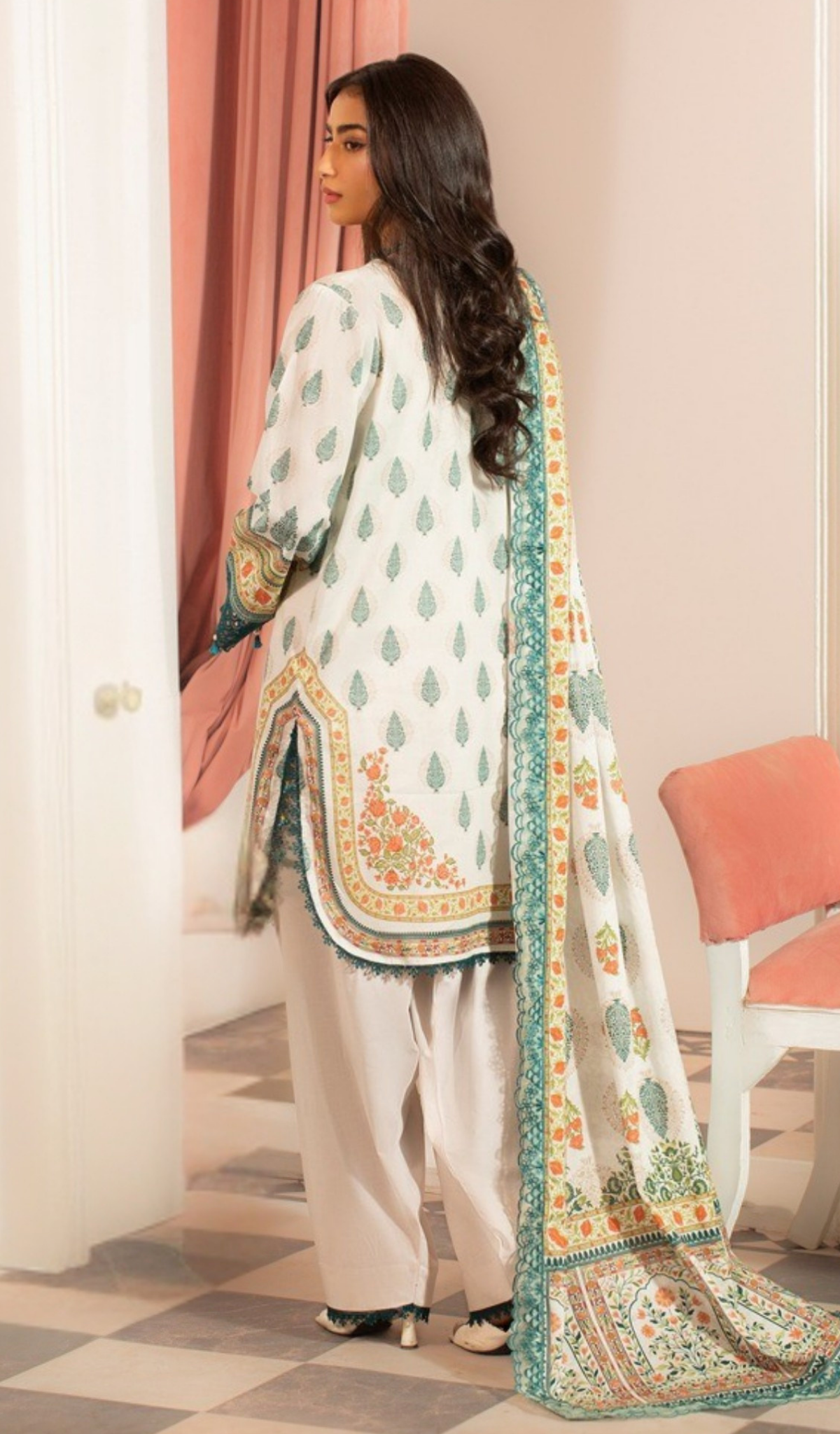 3 Piece Unstitched Digital Printed Lawn - V1406