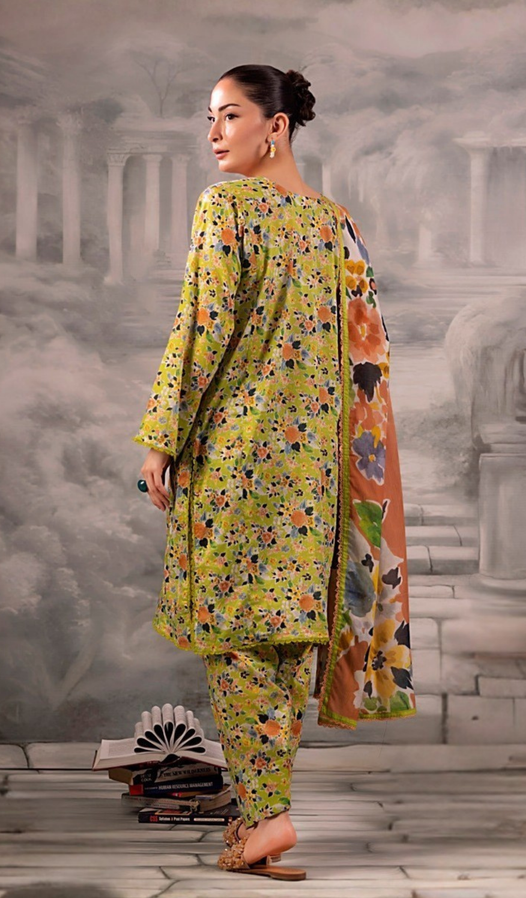 3 Piece Unstitched Digital Printed Lawn - V1305