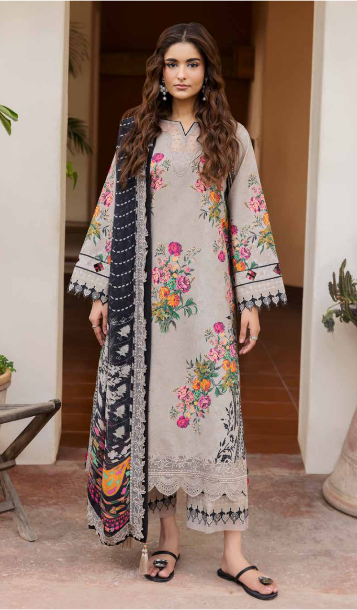 3 Piece Unstitched Embroidered Lawn - V1908