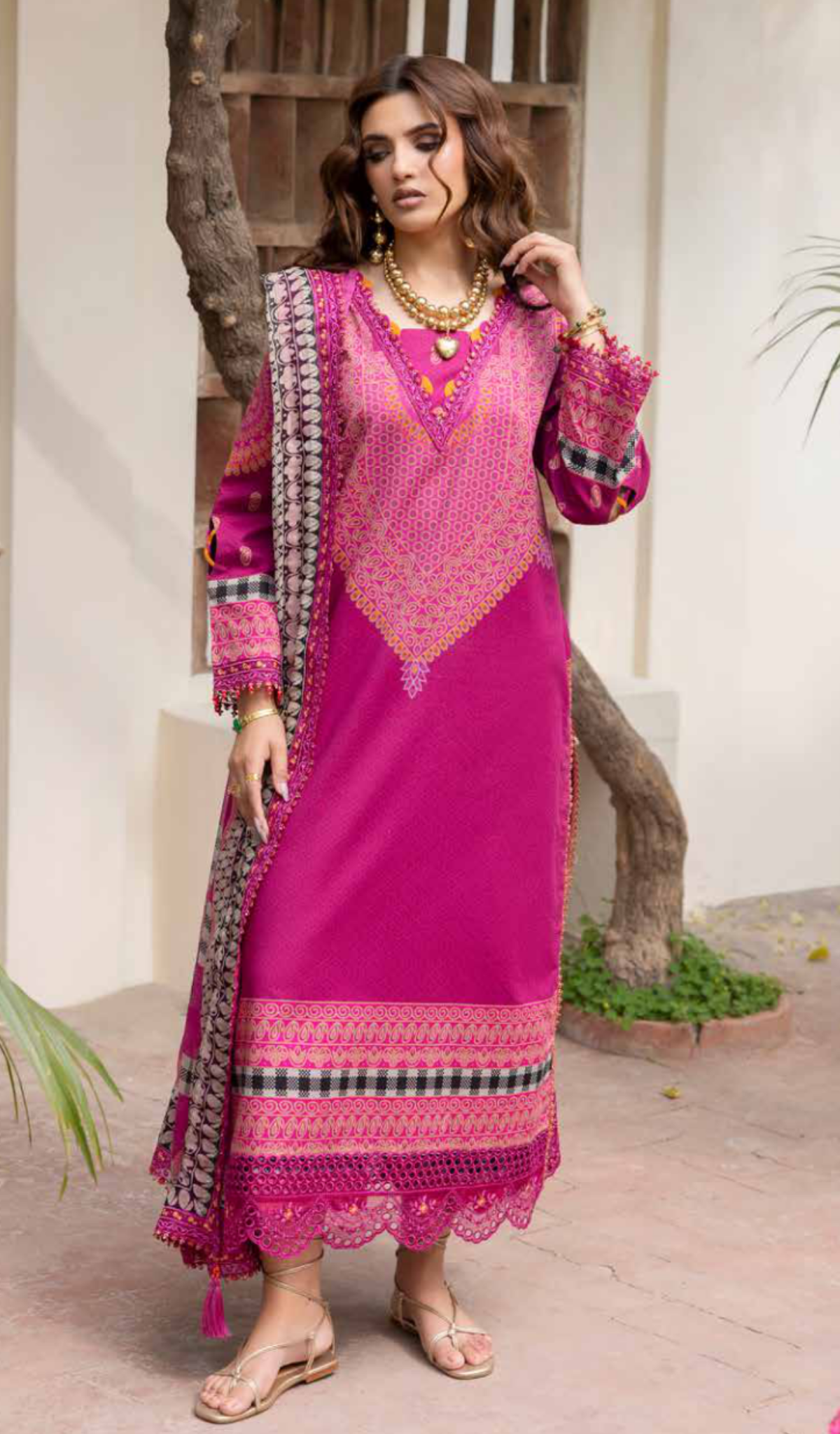 3 Piece Unstitched Embroidered Lawn - V1901