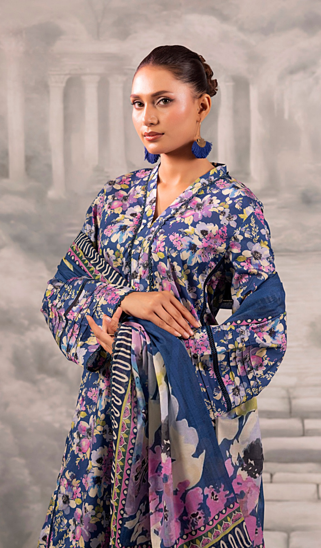 3 Piece Unstitched Digital Printed Lawn - V1301