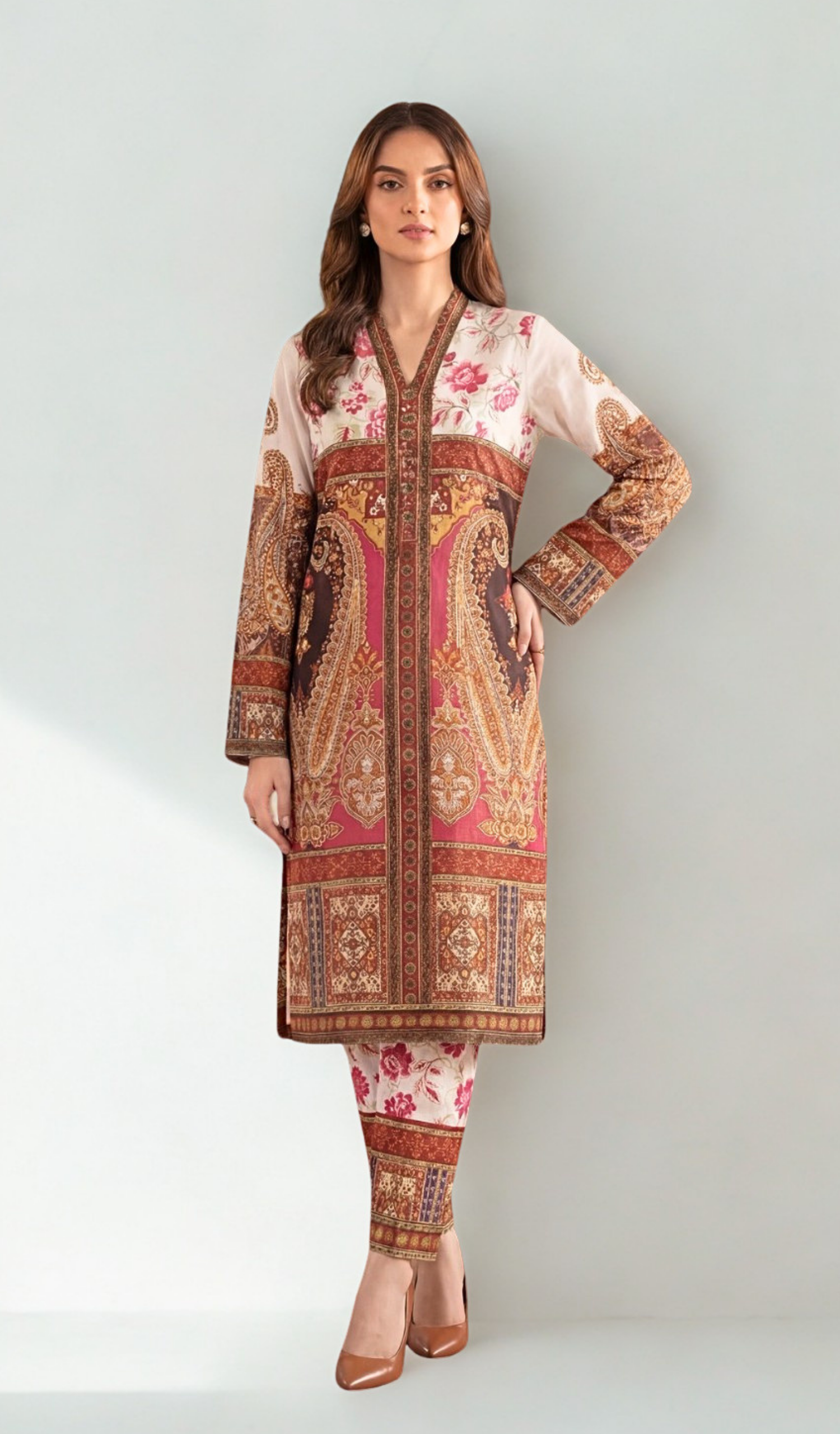 2 Piece Unstitched Digital Printed Lawn - V1201