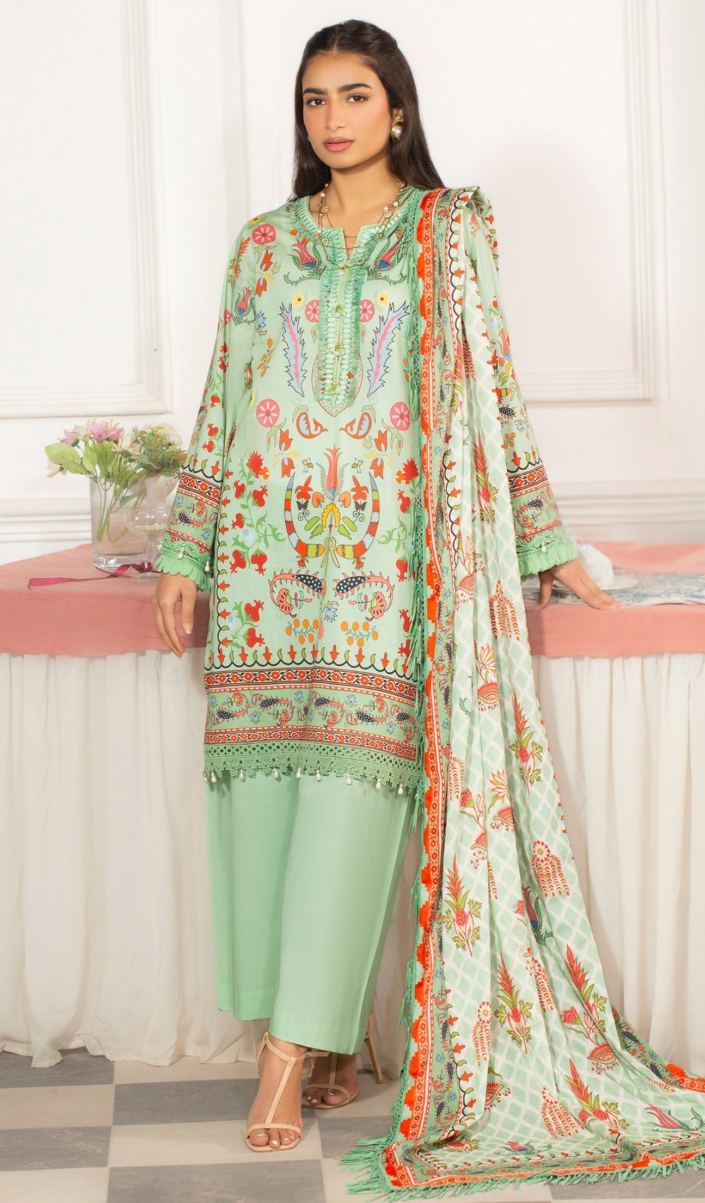 3 Piece Unstitched Digital Printed Lawn - V1401