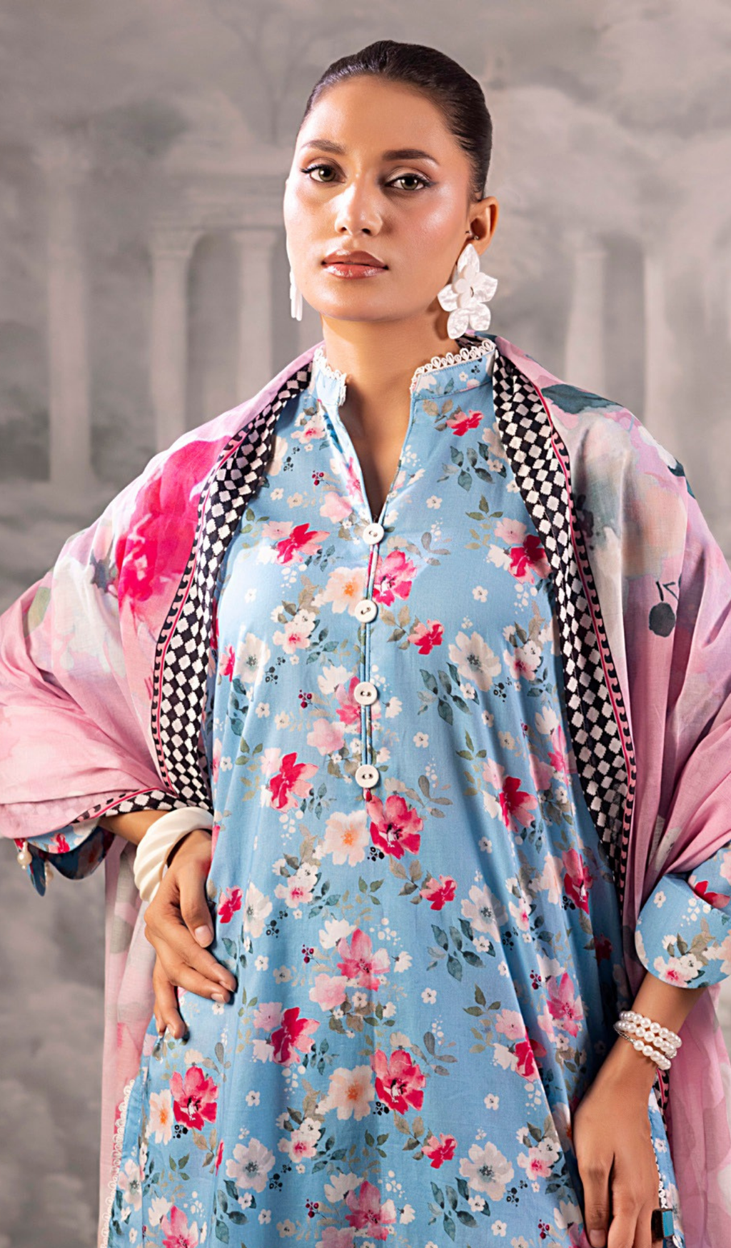 3 Piece Unstitched Digital Printed Lawn - V1306