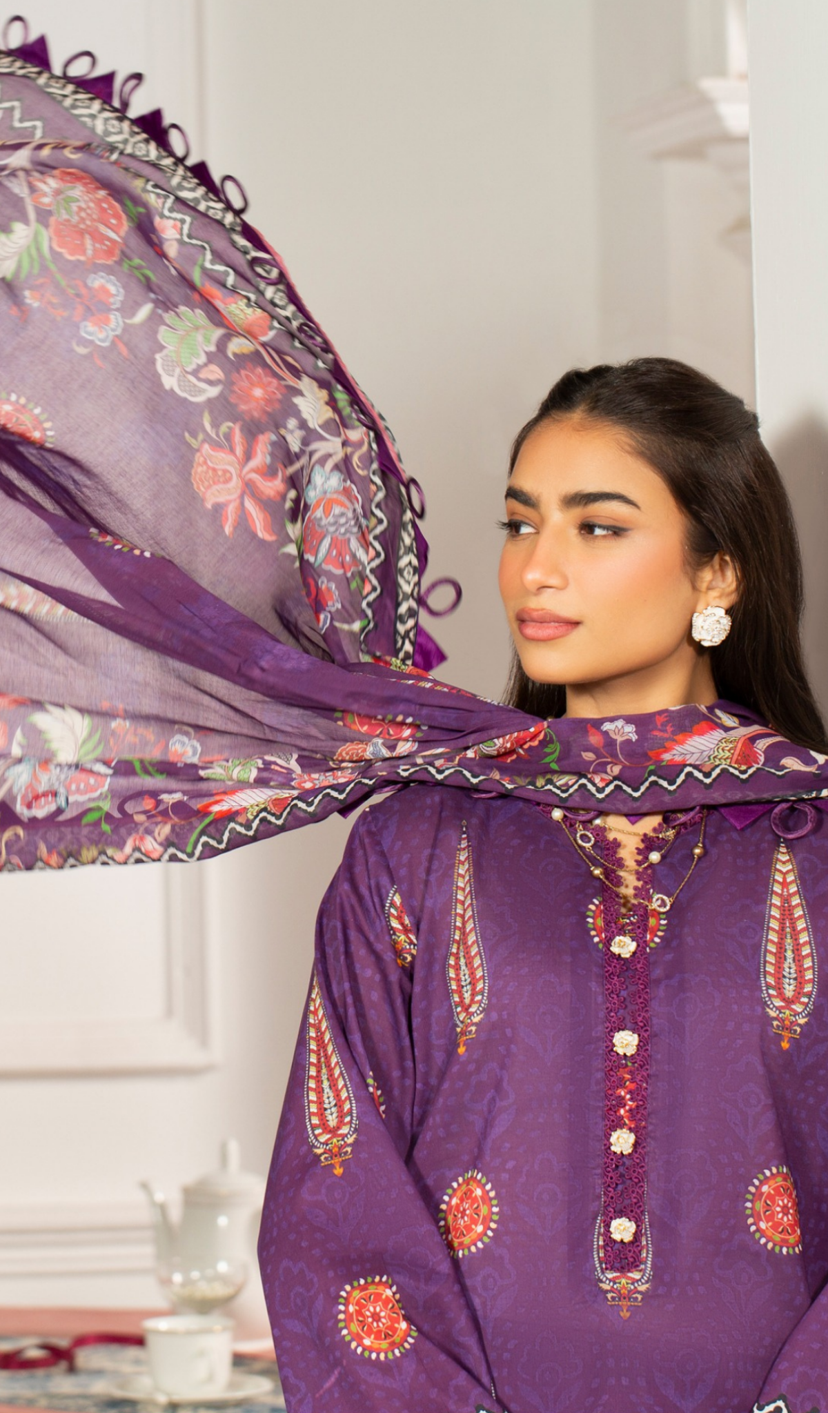 3 Piece Unstitched Digital Printed Lawn - V1407