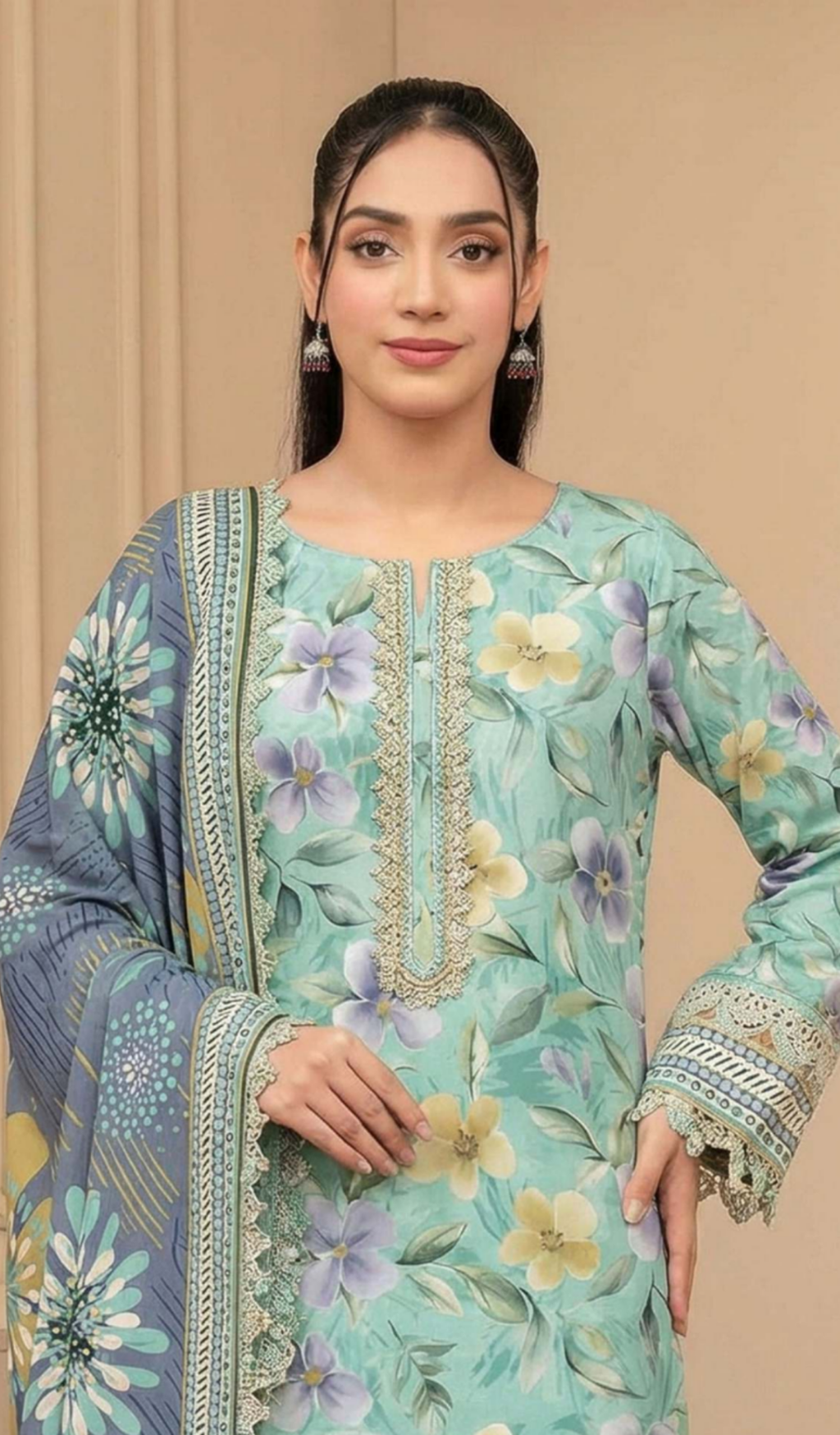 3 Piece Unstitched Digital Printed Lawn - V1607