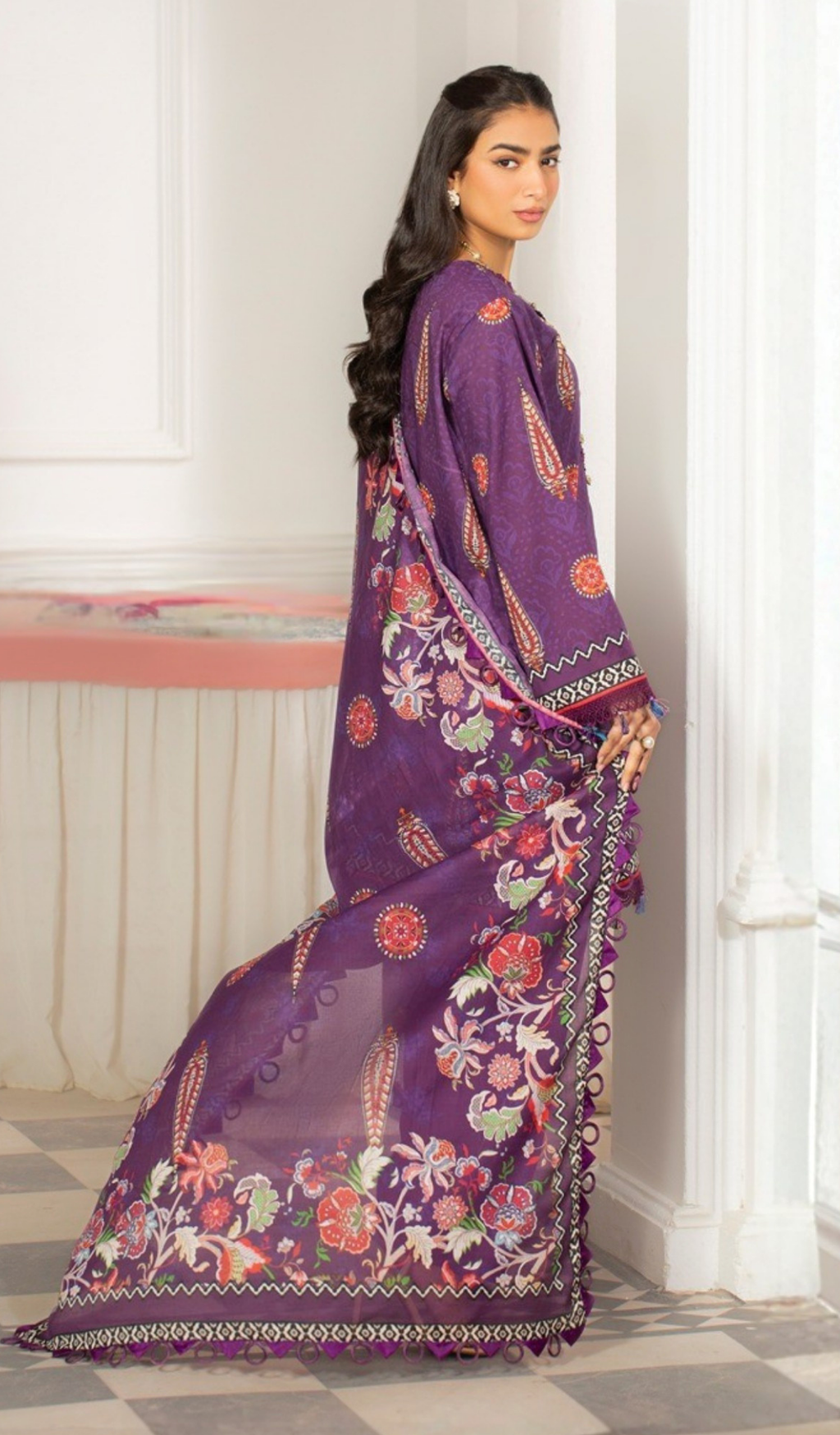 3 Piece Unstitched Digital Printed Lawn - V1407