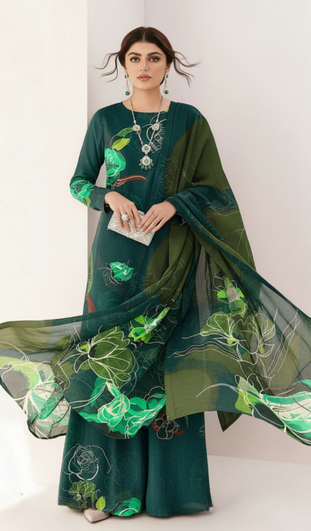 3 Piece Unstitched Digital Printed Lawn - V1707