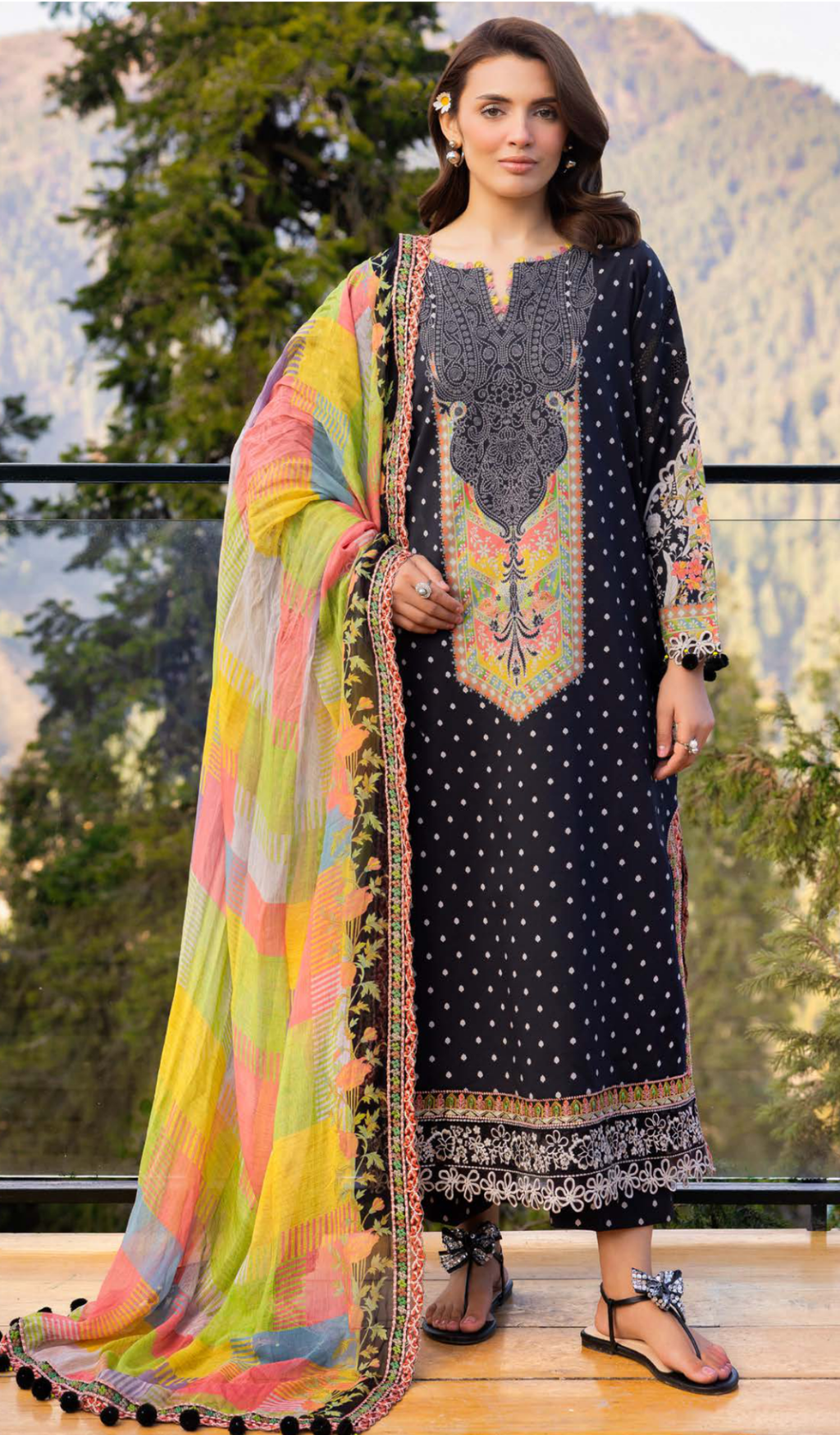 3 Piece Unstitched Embroidered Lawn - V2007