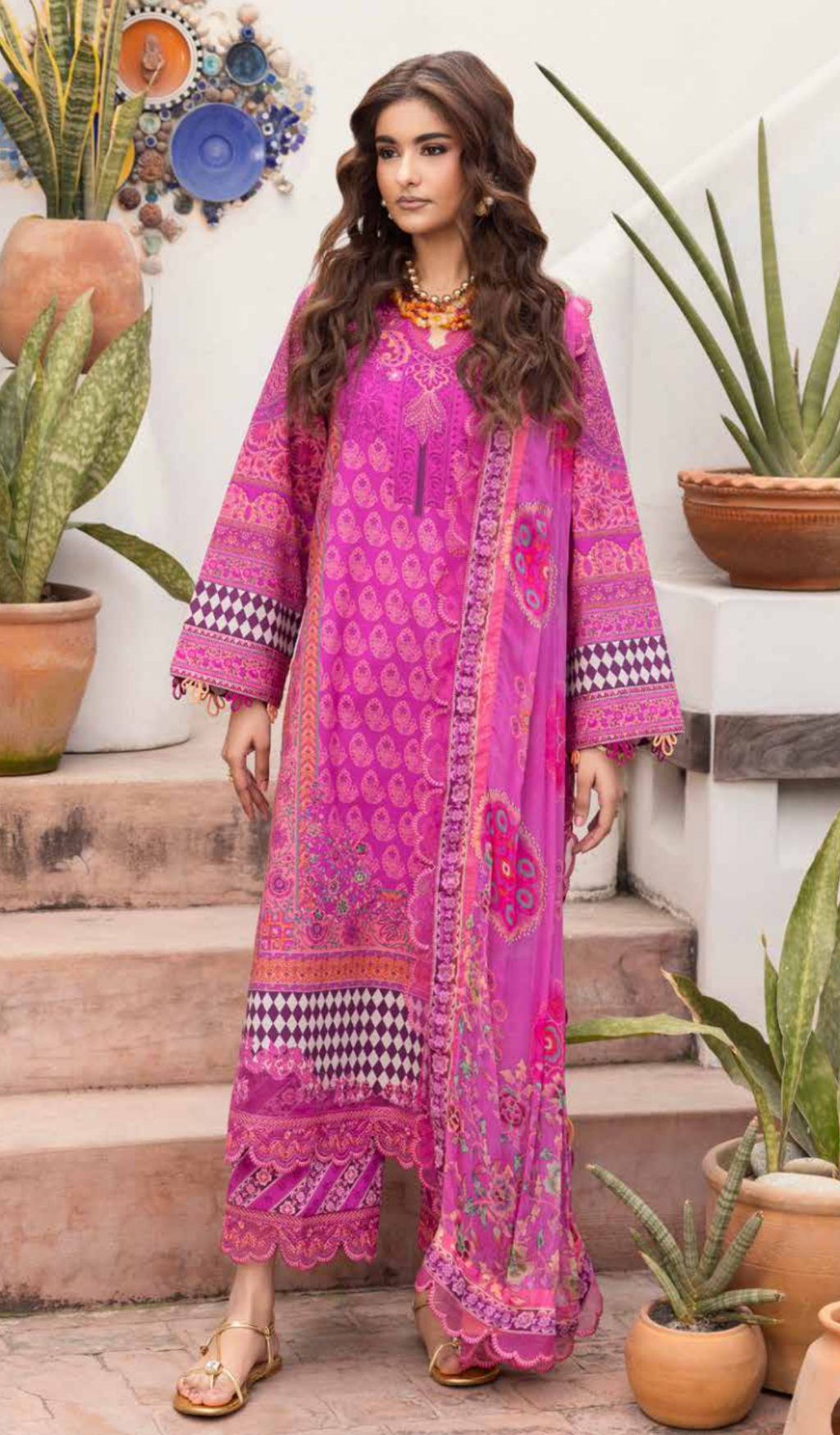 3 Piece Unstitched Embroidered Lawn - V1909