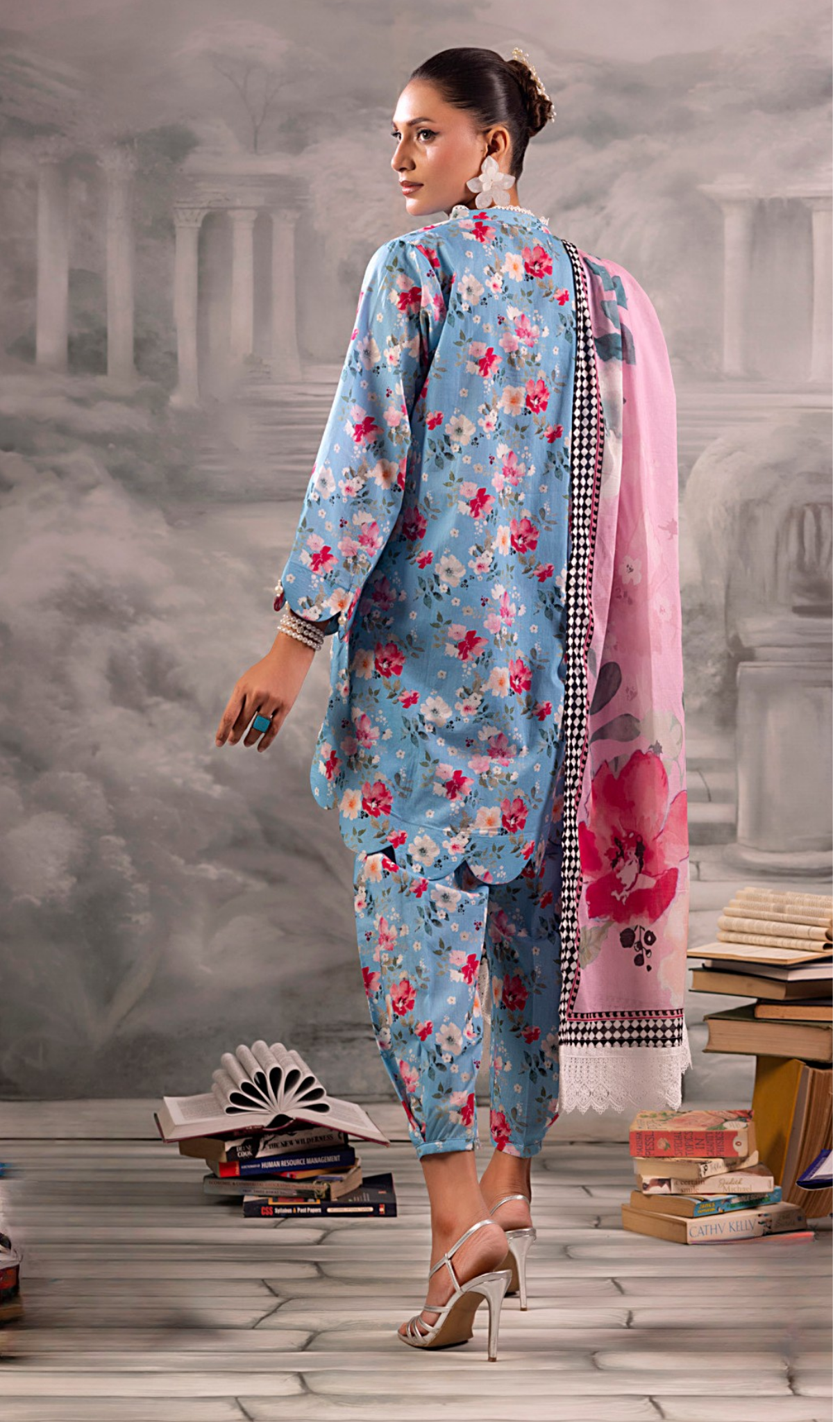 3 Piece Unstitched Digital Printed Lawn - V1306
