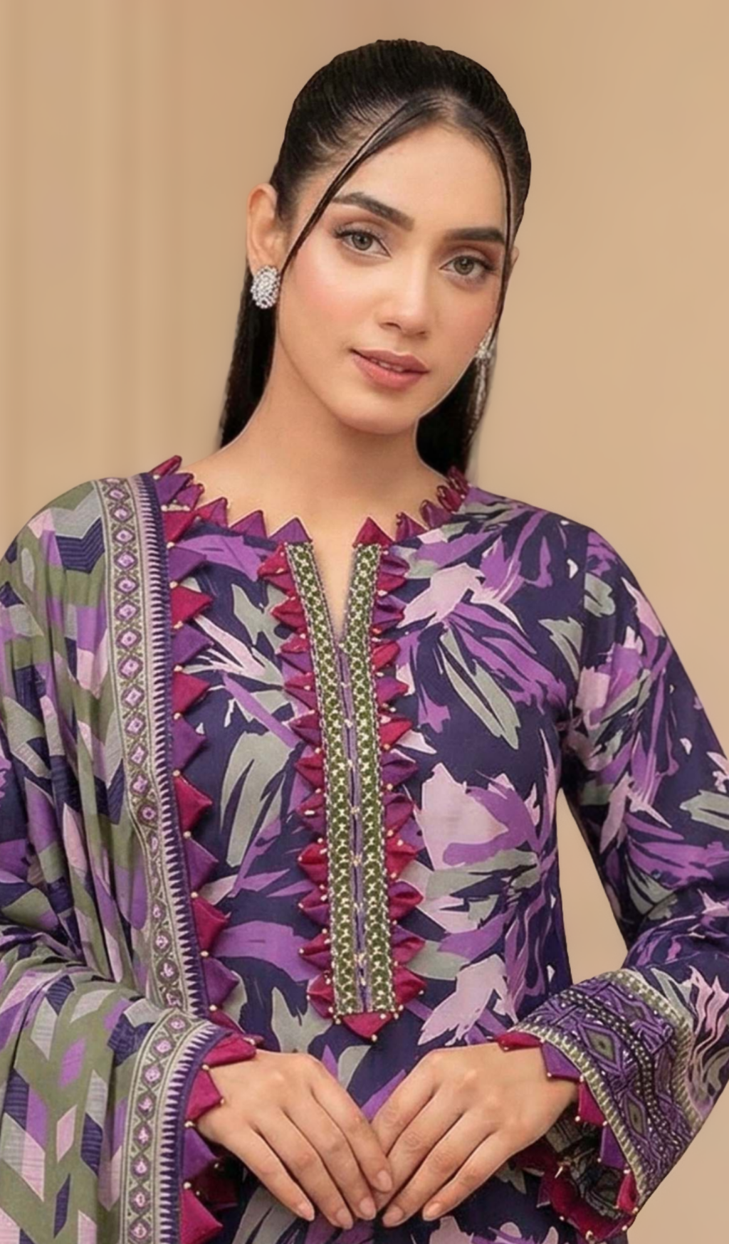 3 Piece Unstitched Digital Printed Lawn - V1608