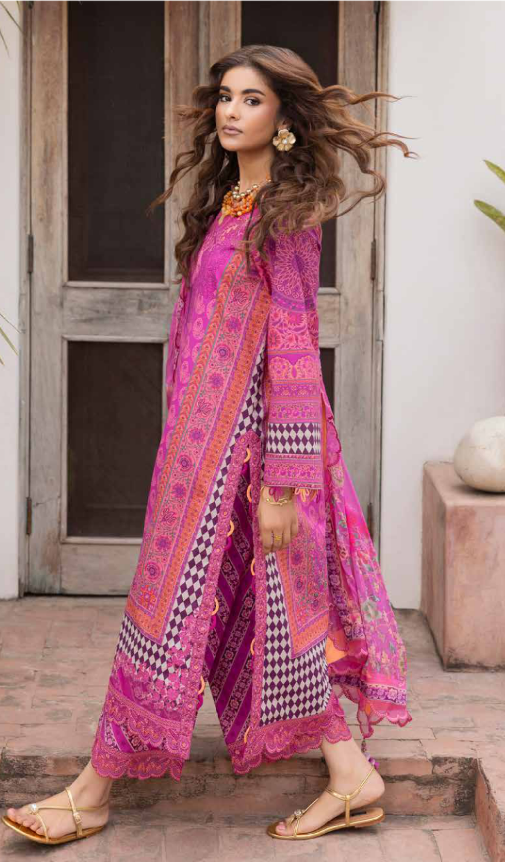3 Piece Unstitched Embroidered Lawn - V1909