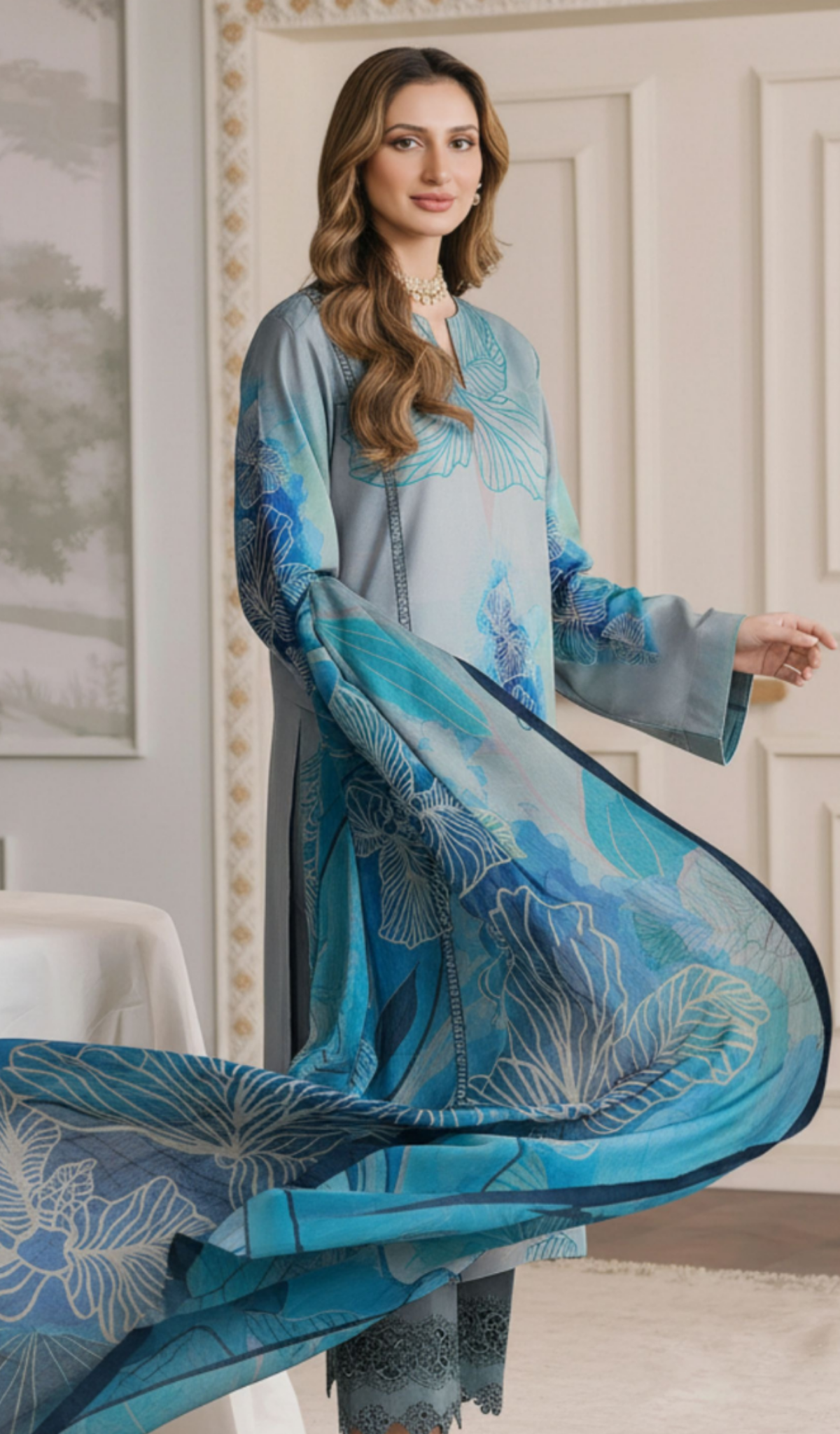 3 Piece Unstitched Digital Printed Lawn - V1708