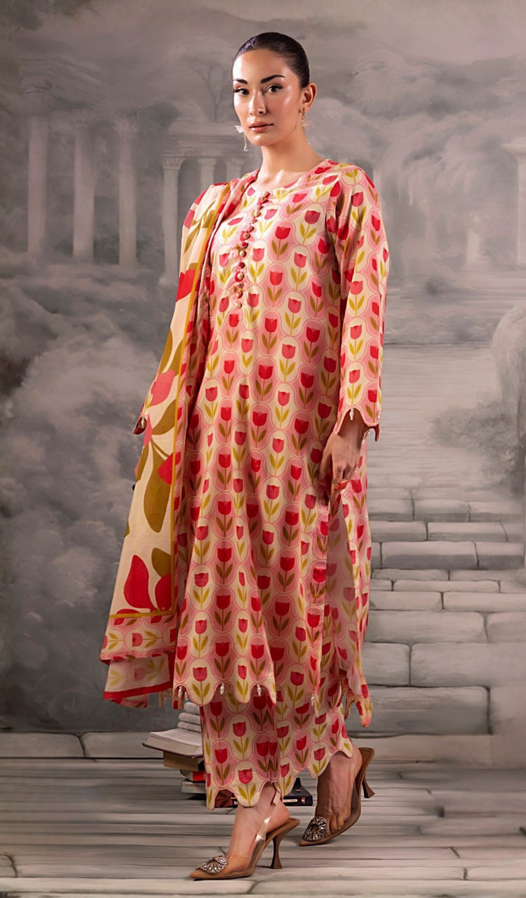 3 Piece Unstitched Digital Printed Lawn - V1307
