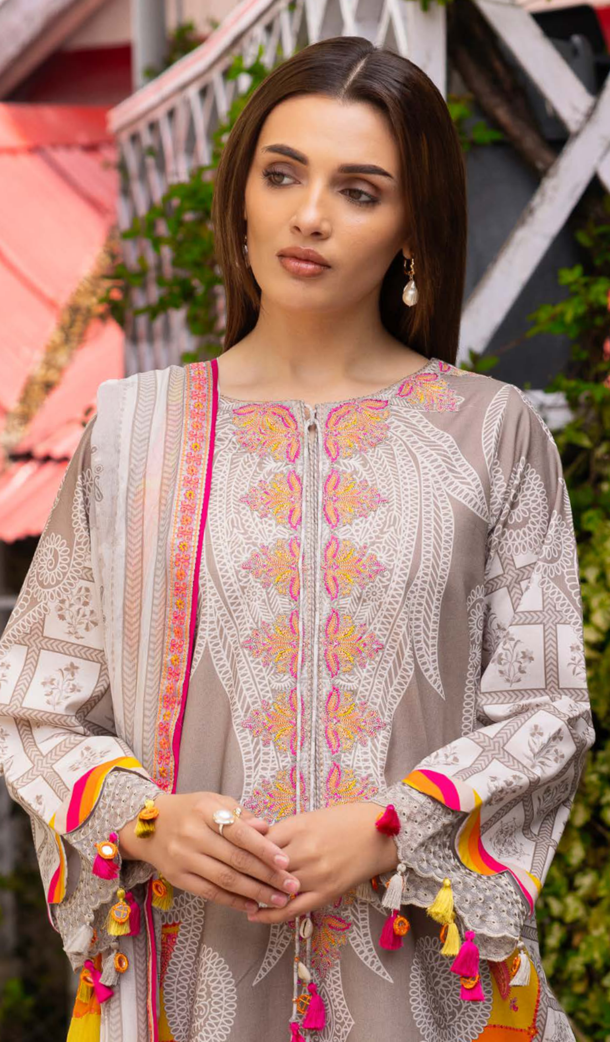 3 Piece Unstitched Embroidered Lawn - V2008