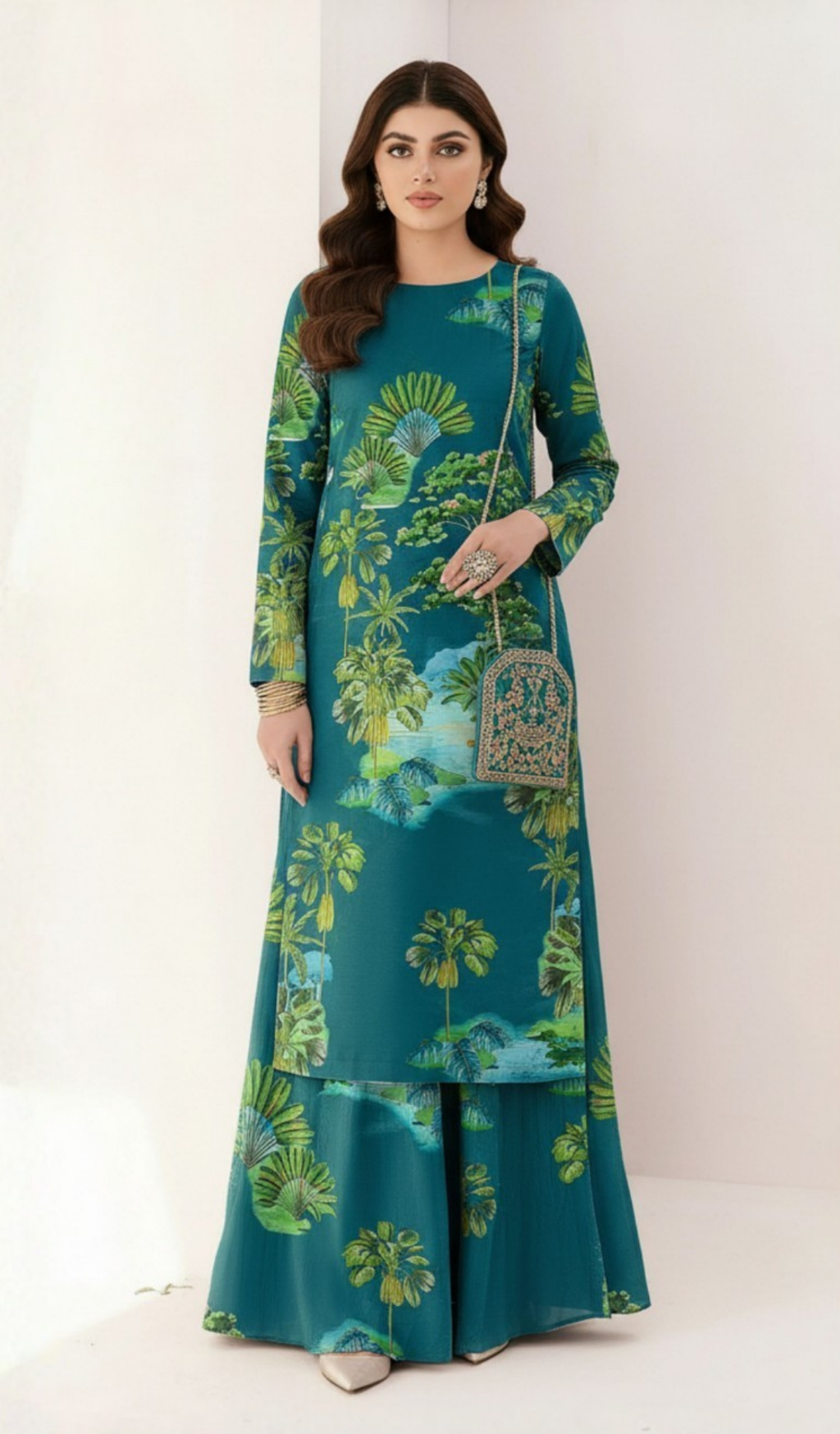 3 Piece Unstitched Digital Printed Lawn - V1709