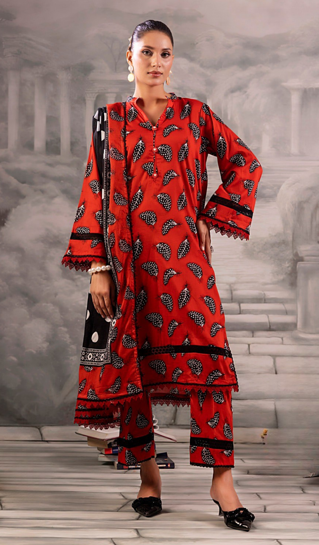 3 Piece Unstitched Digital Printed Lawn - V1308