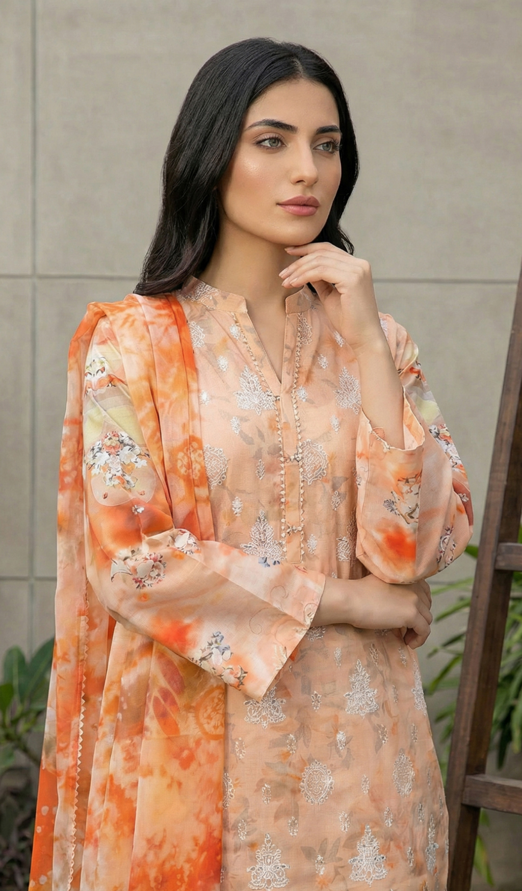 3 Piece Unstitched Embroidered Lawn - V1801