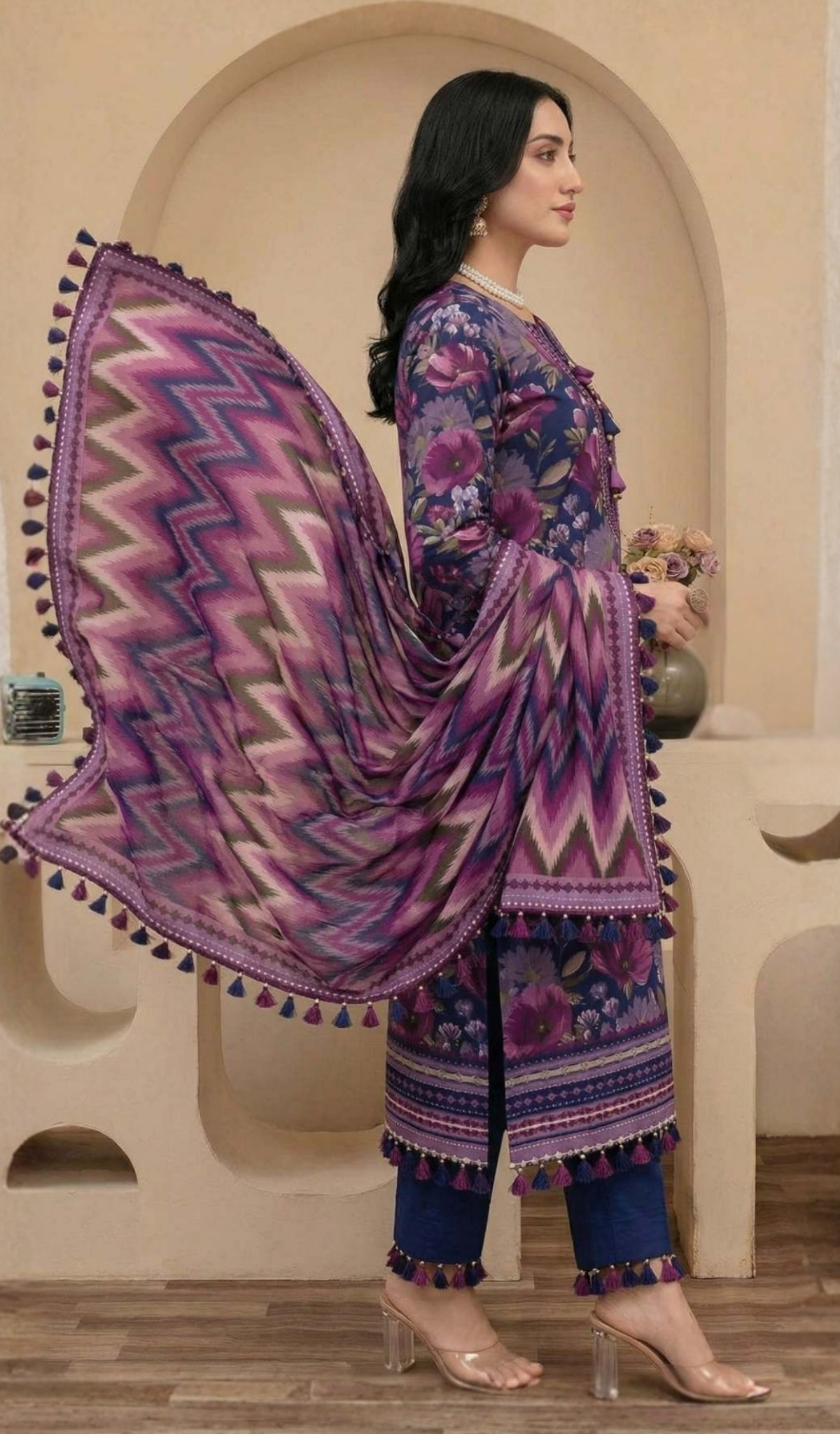 3 Piece Unstitched Digital Printed Lawn - V1601