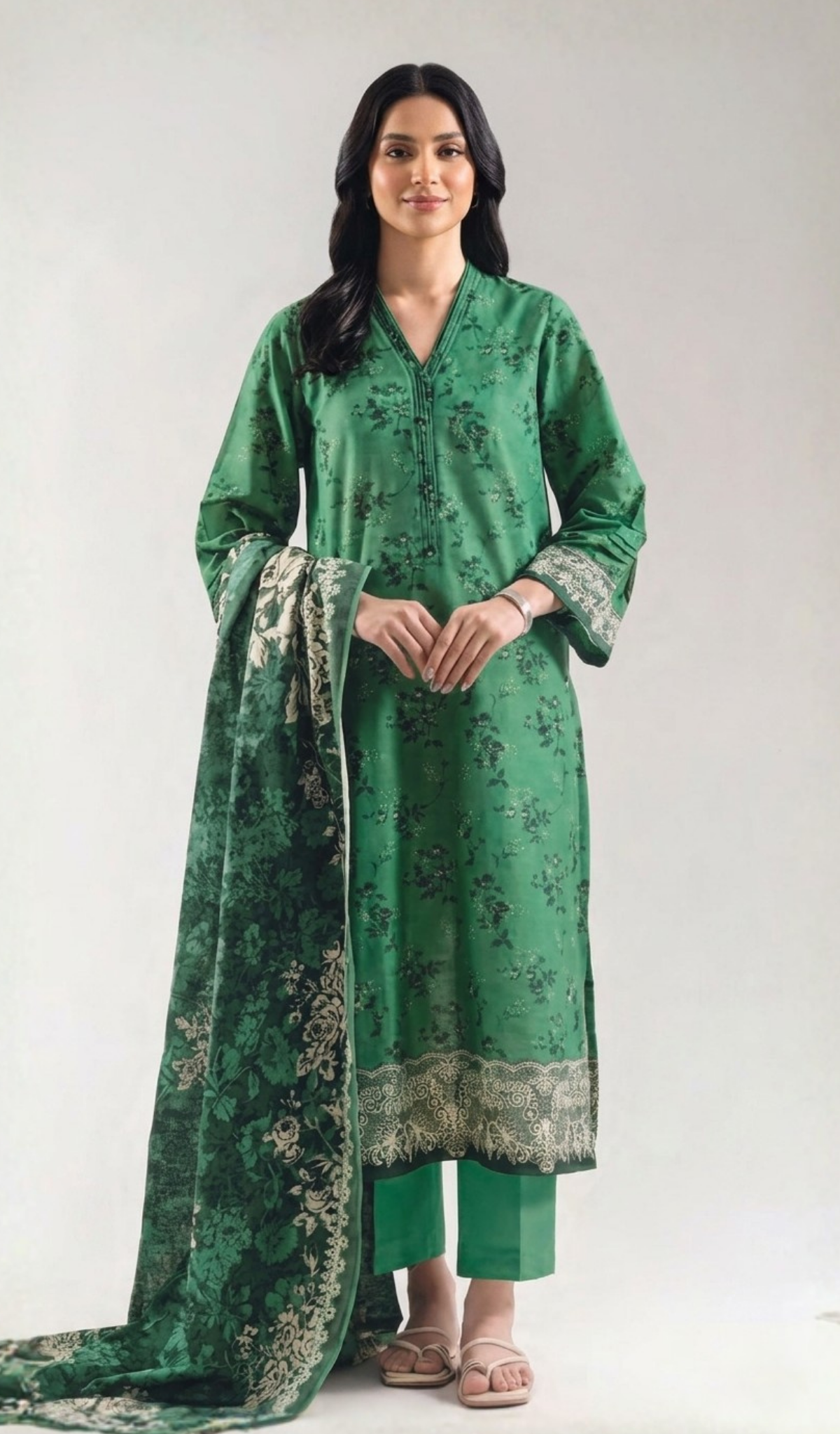 3 Piece Unstitched Printed Lawn - V1502