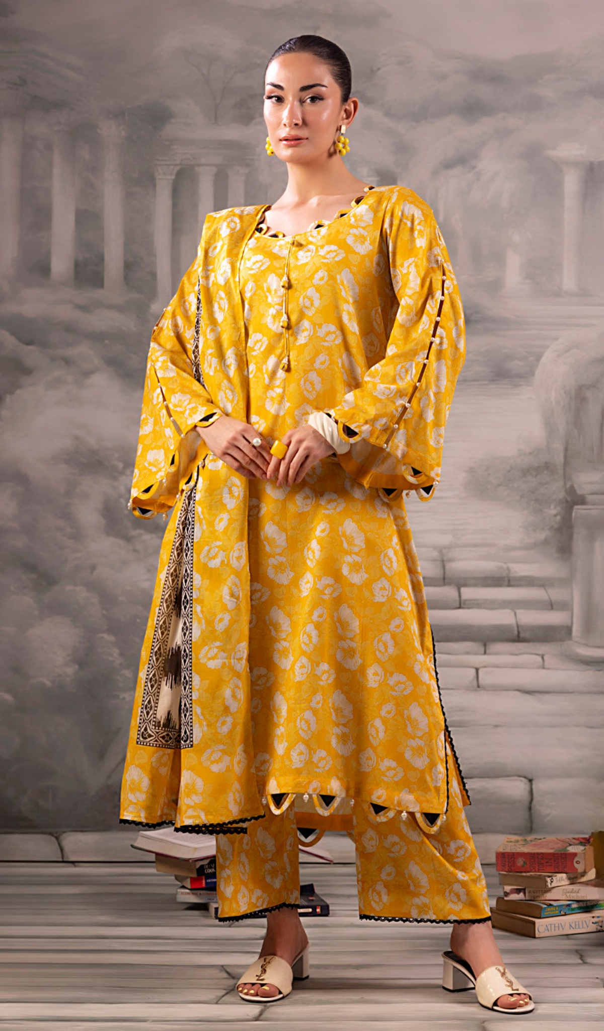 3 Piece Unstitched Digital Printed Lawn - V1309